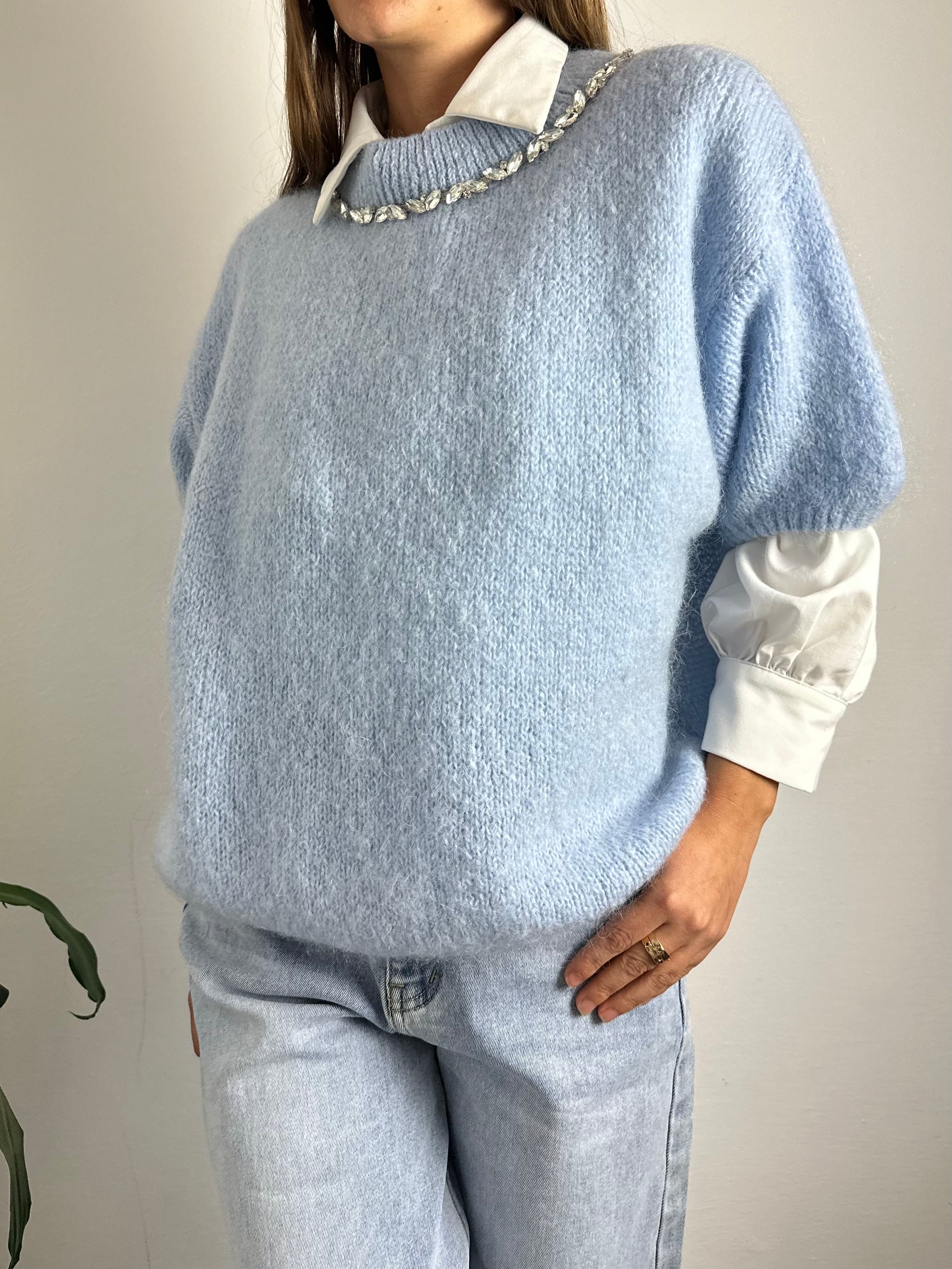 MAGLIONE MOHAIR AZZURRO