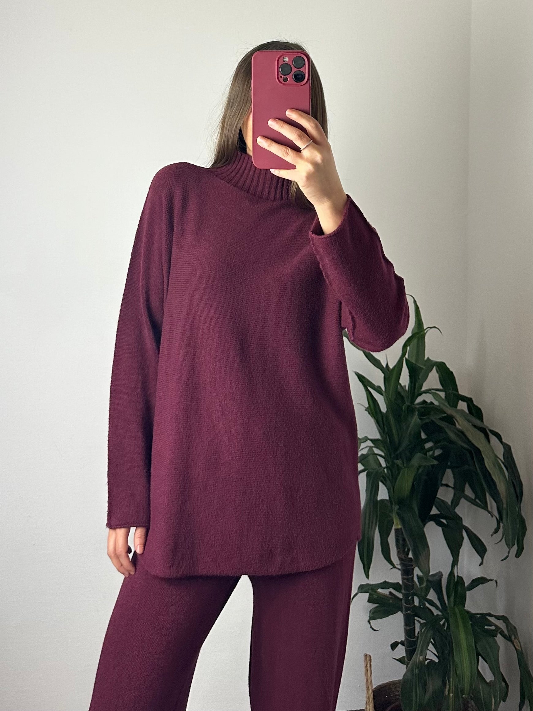 COORDINATO COLLO ALTO VISCOSA BORGOGNA