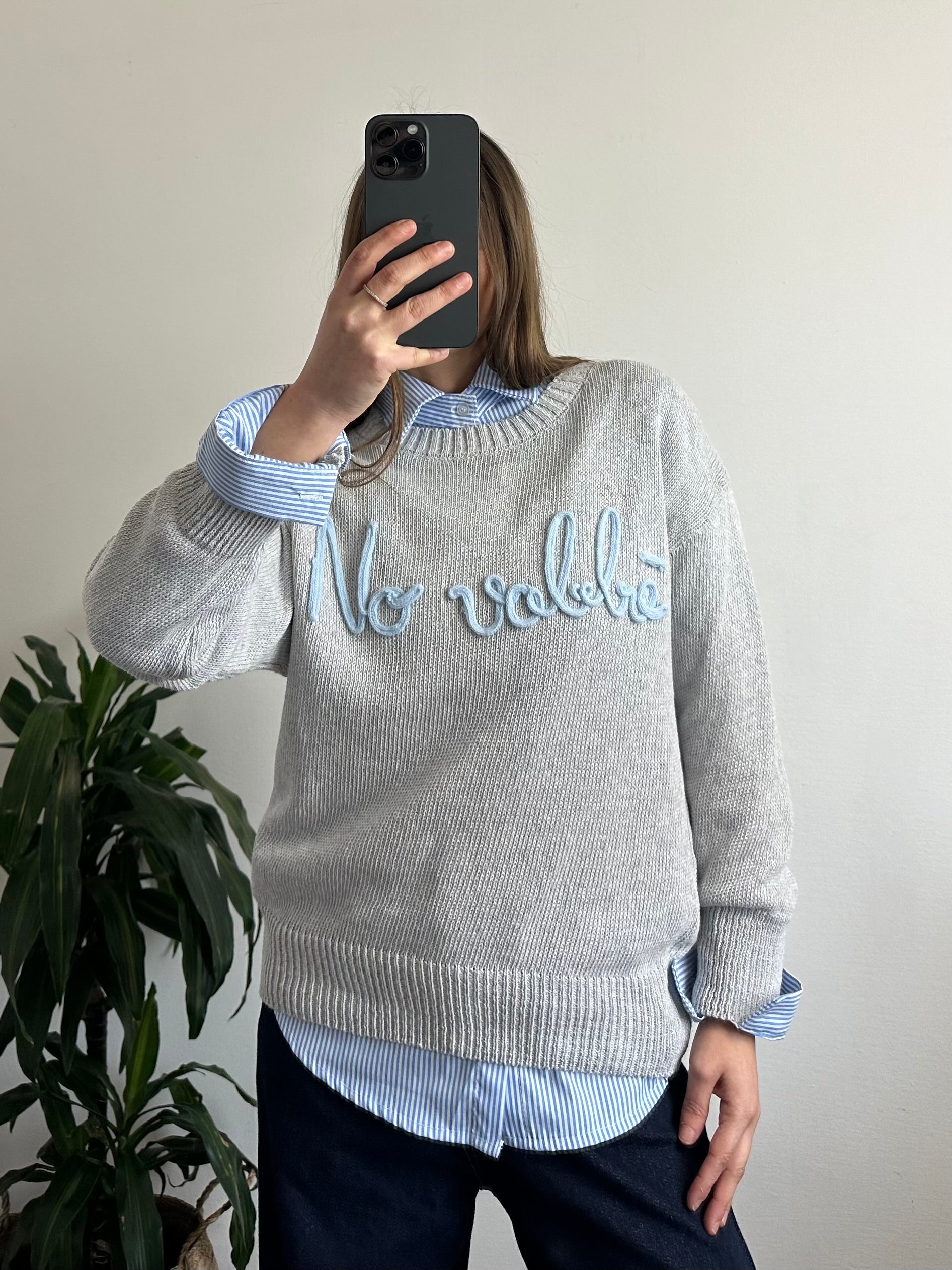 PULLOVER “No vabbè” 100% cotone GRIGIO