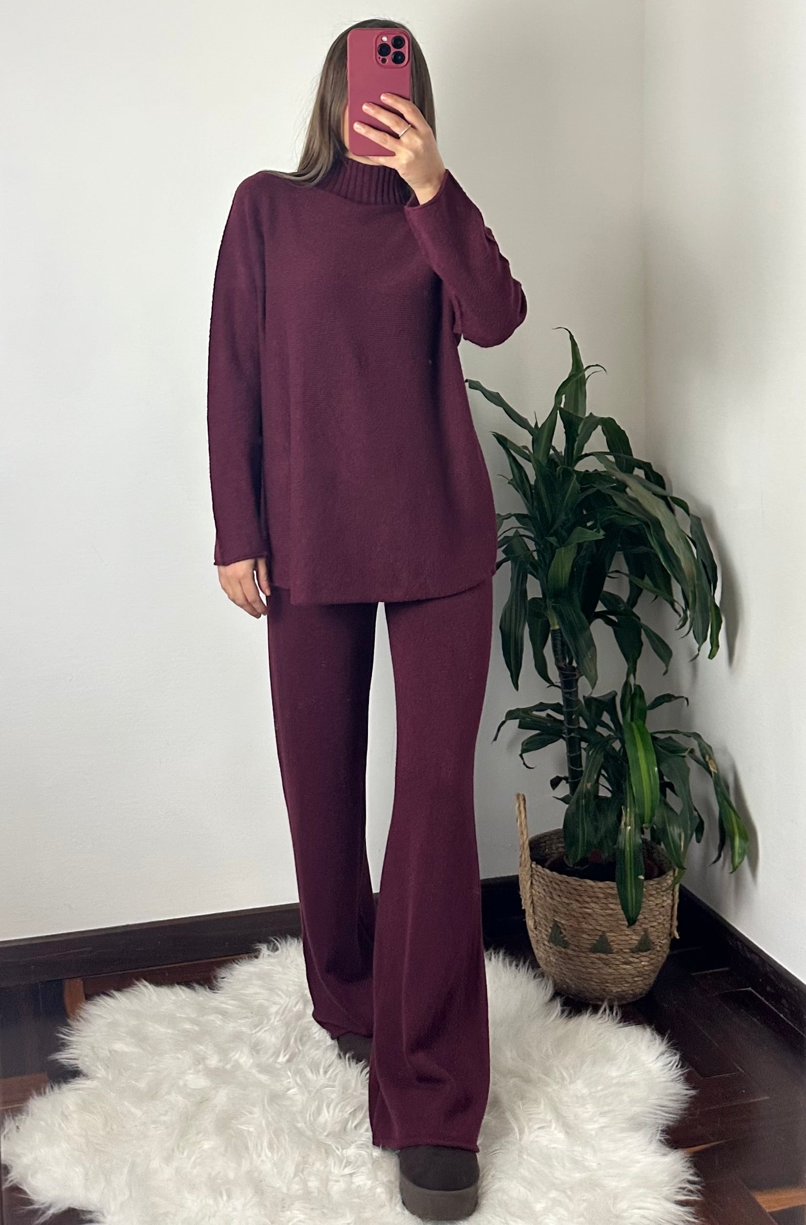 COORDINATO COLLO ALTO VISCOSA BORGOGNA