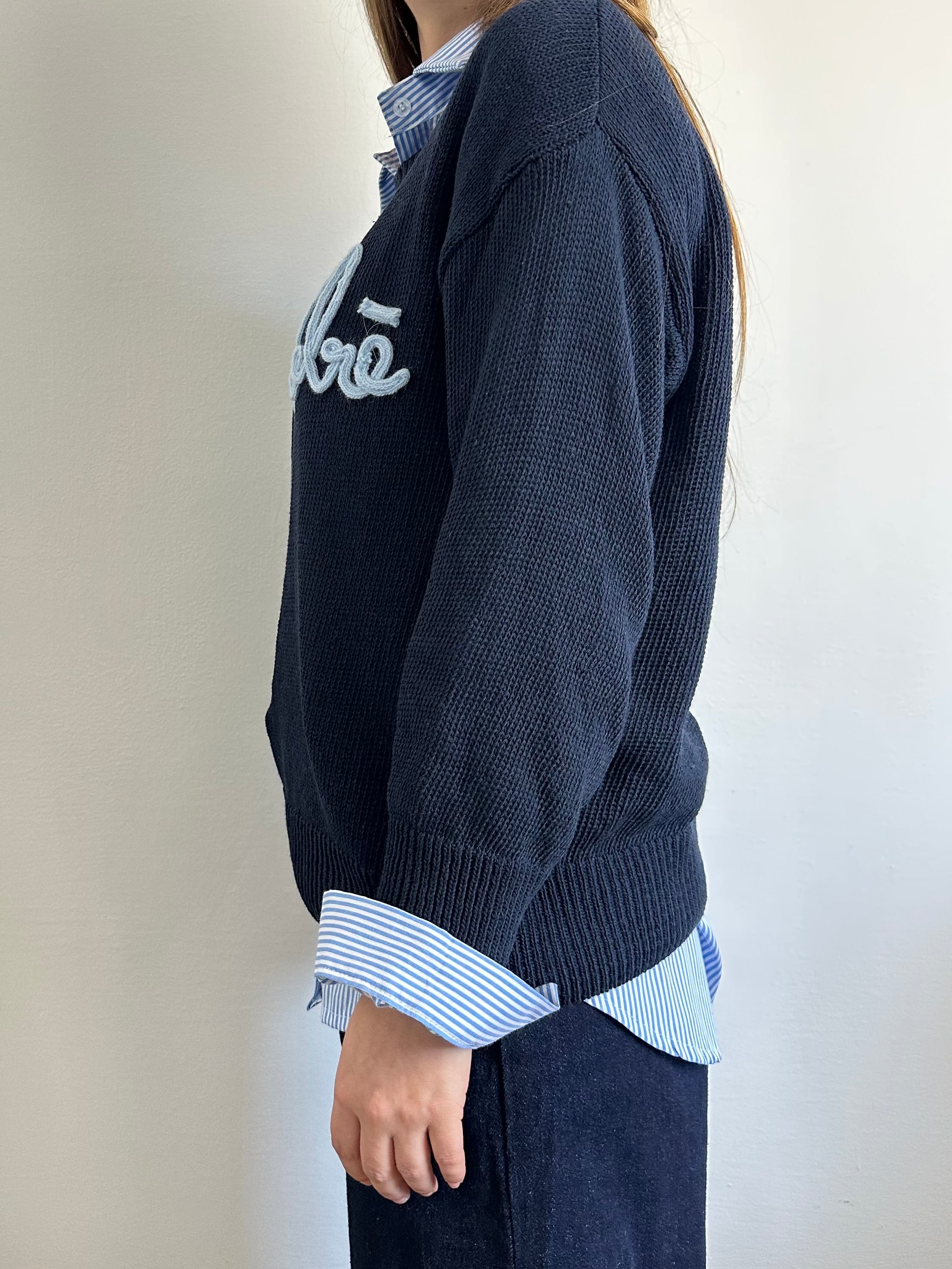 PULLOVER “No vabbè” 100% cotone BLU