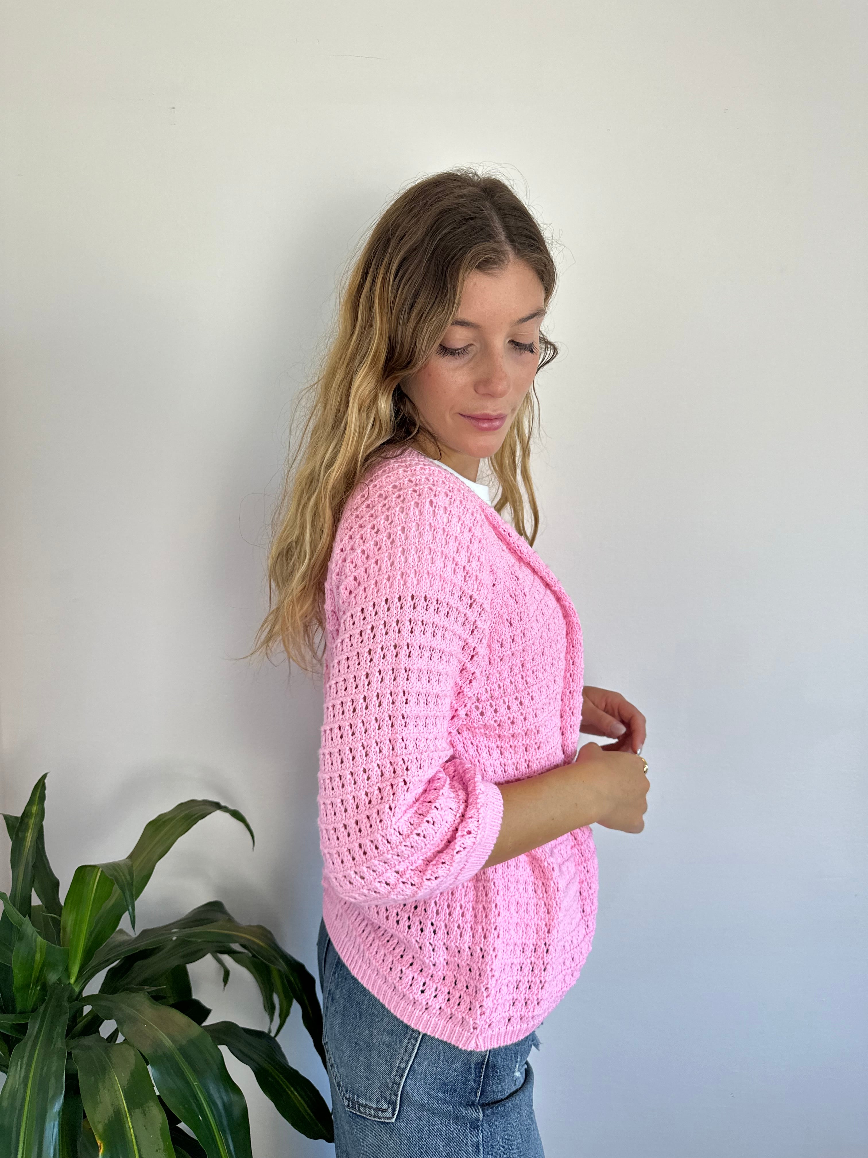 CARDIGAN NASTRO ROSA