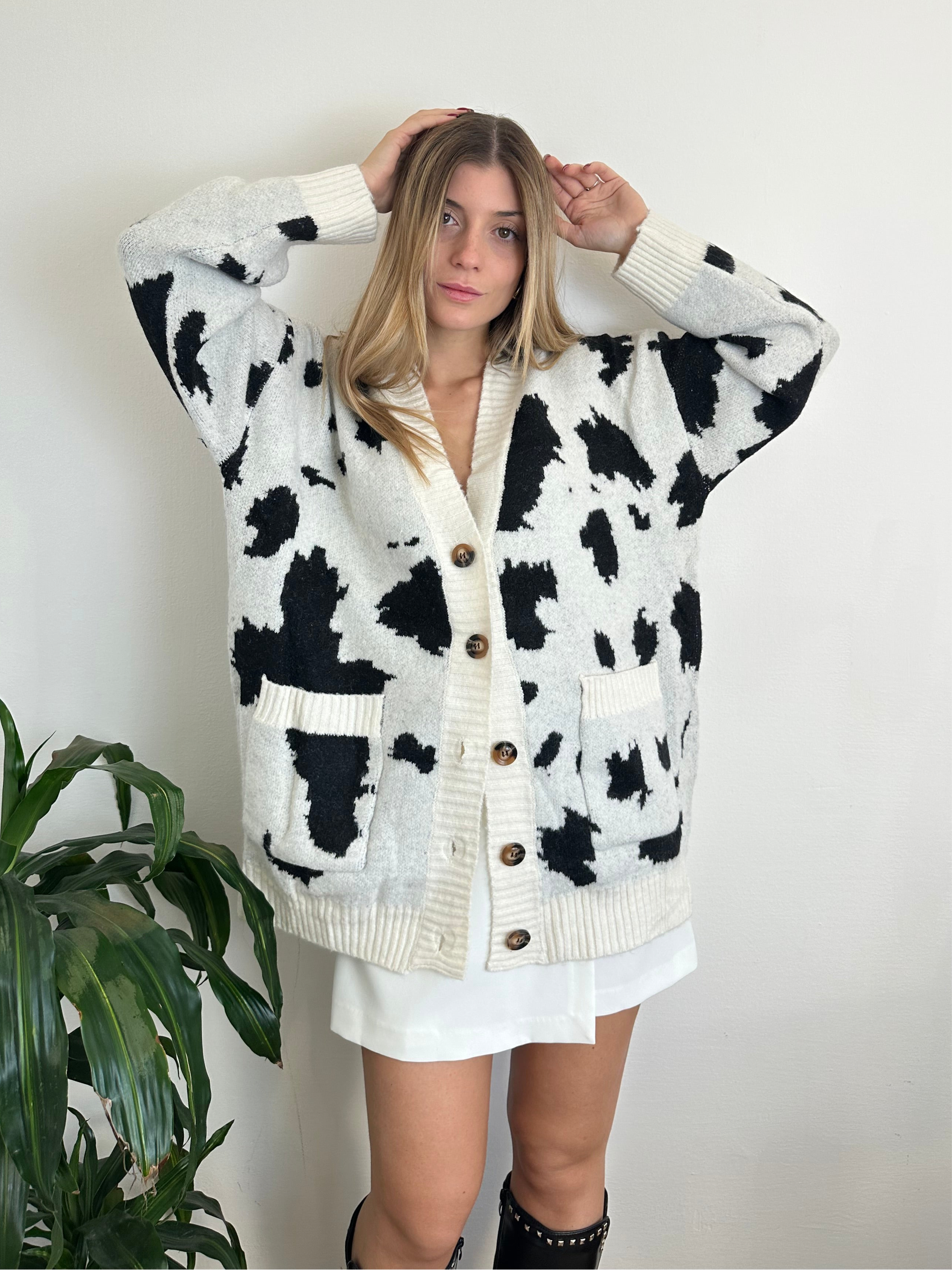 CARDIGAN COW MISTO LANA