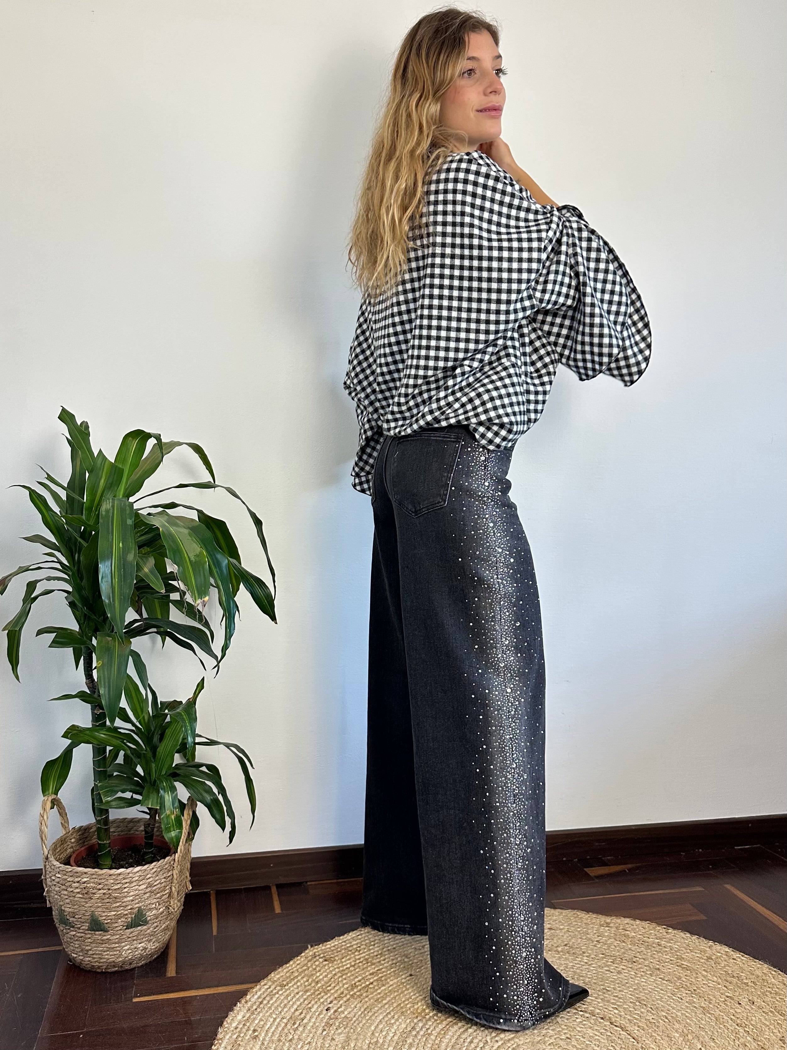 CAMICIA A QUADRI MANICHE A BALZE