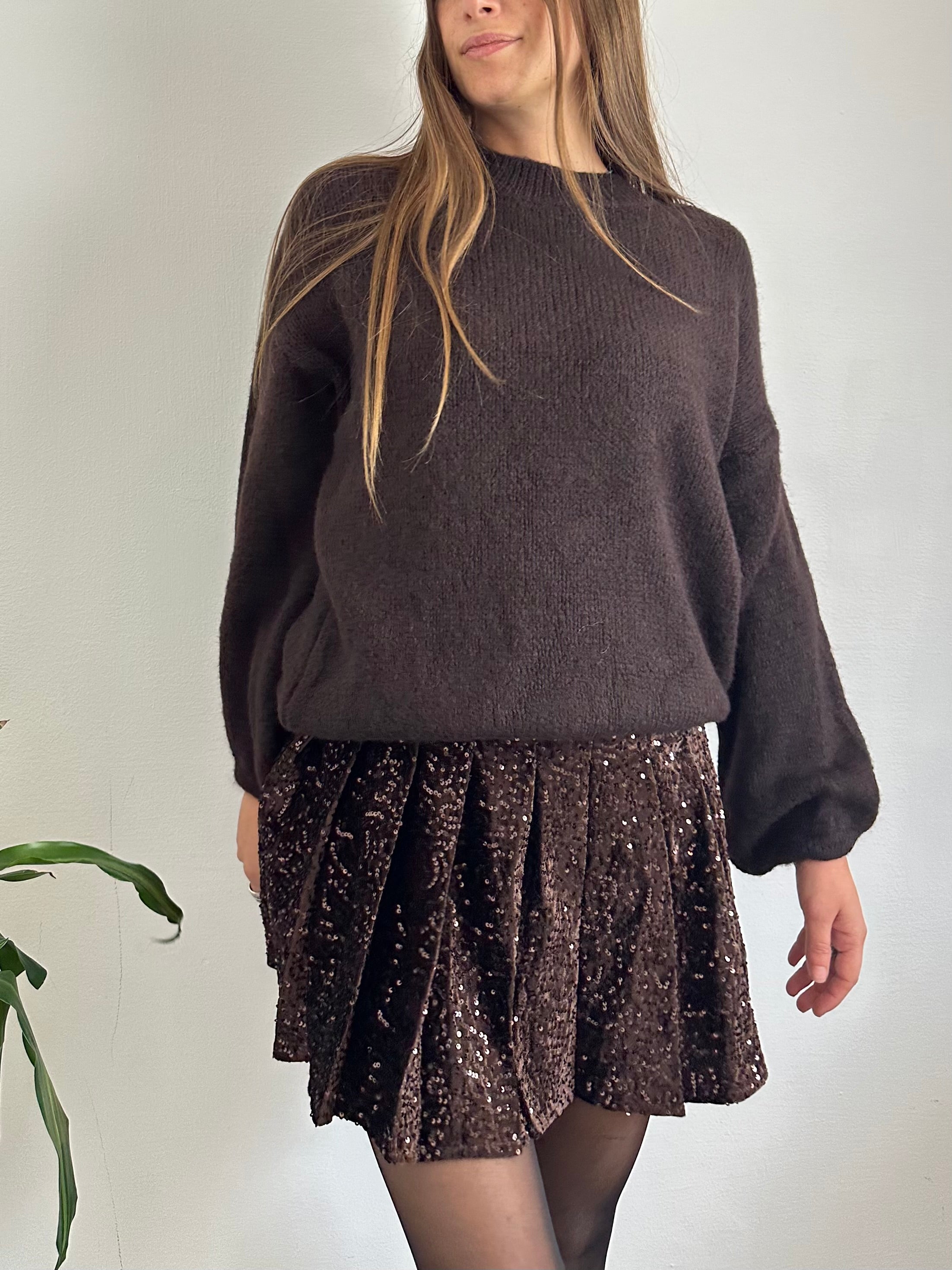 MAGLIONE misto LANA-ALPACA MARRONE