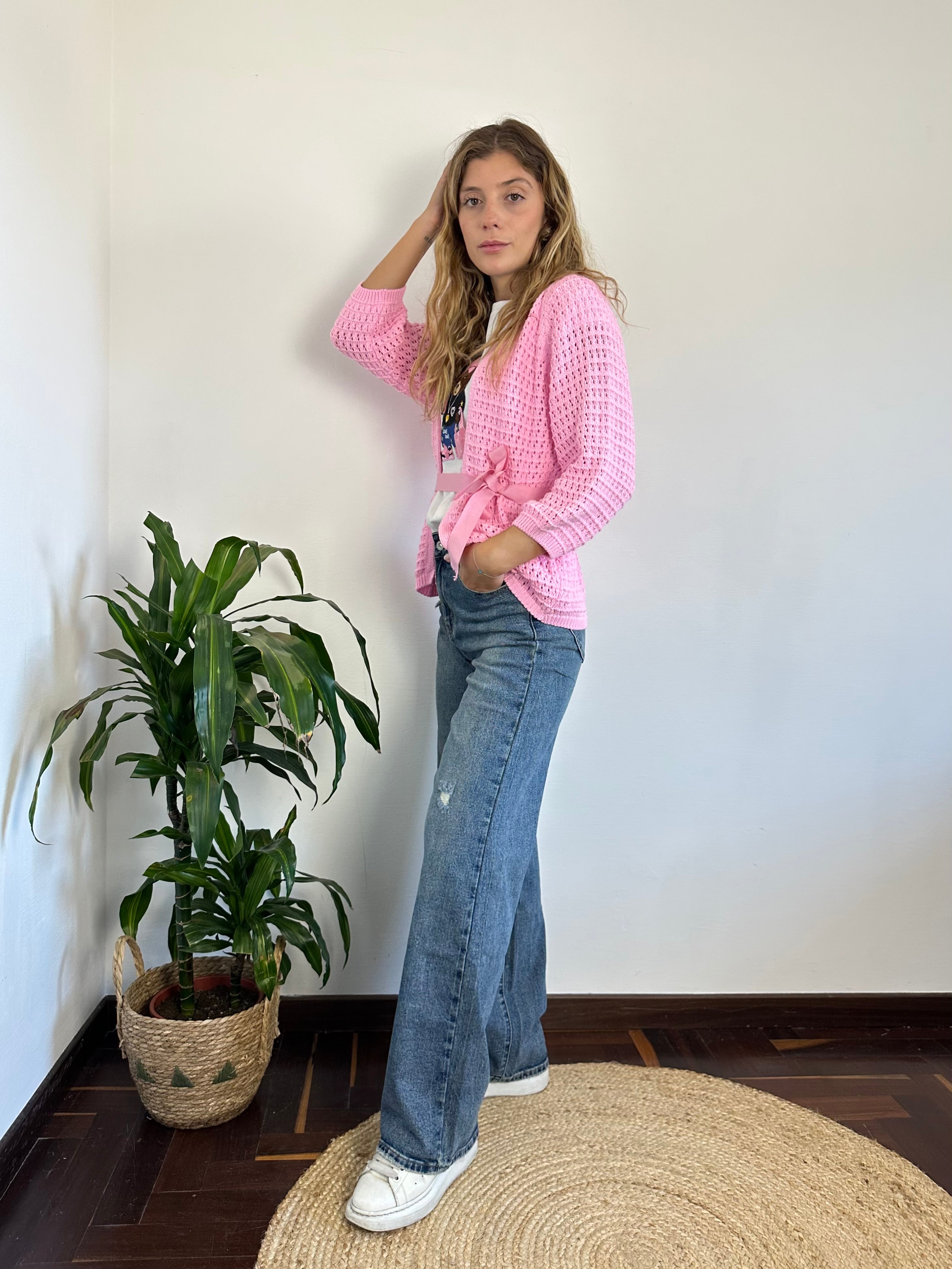 CARDIGAN NASTRO ROSA