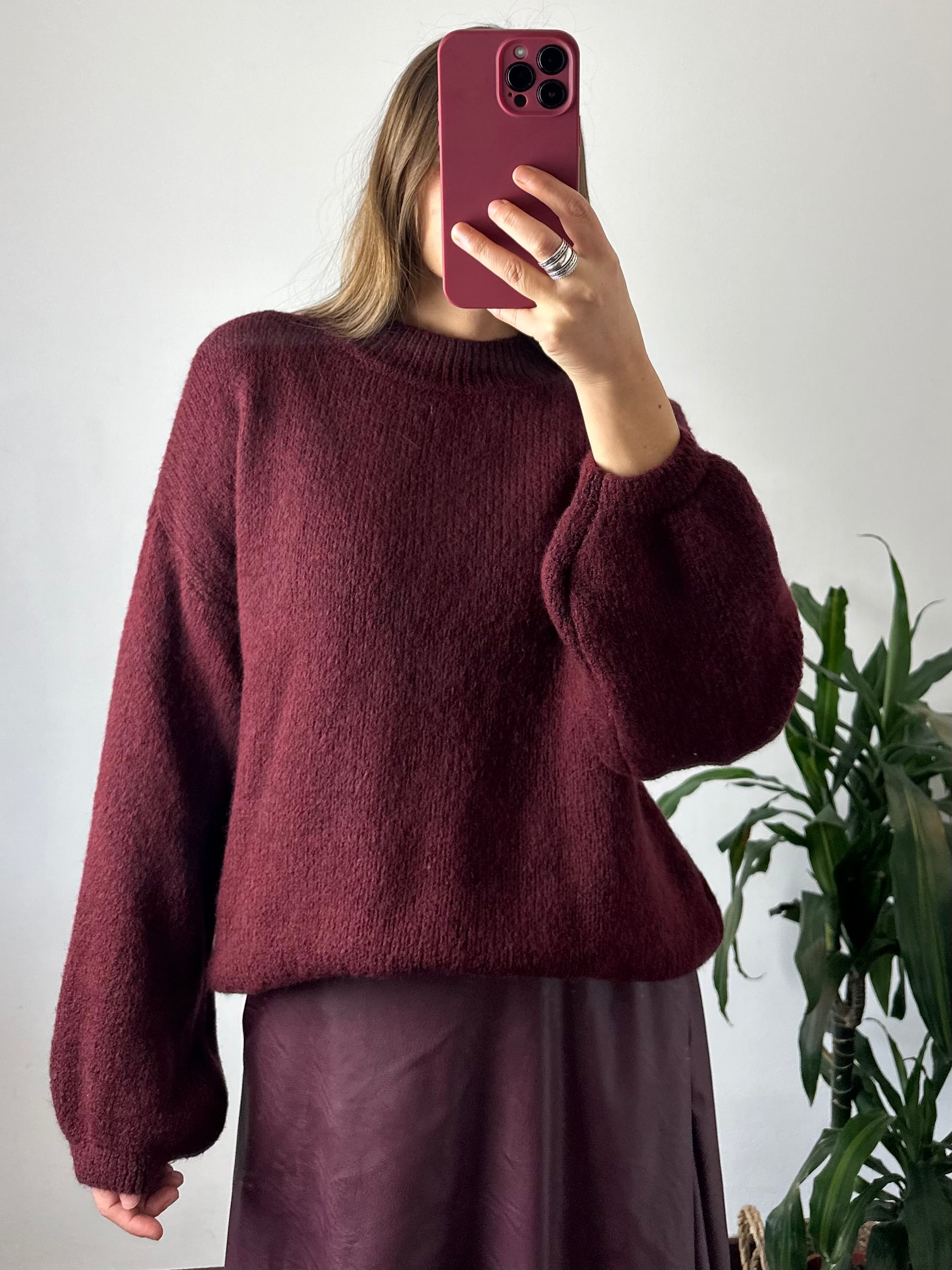 MAGLIONE misto LANA-ALPACA BORDEAUX