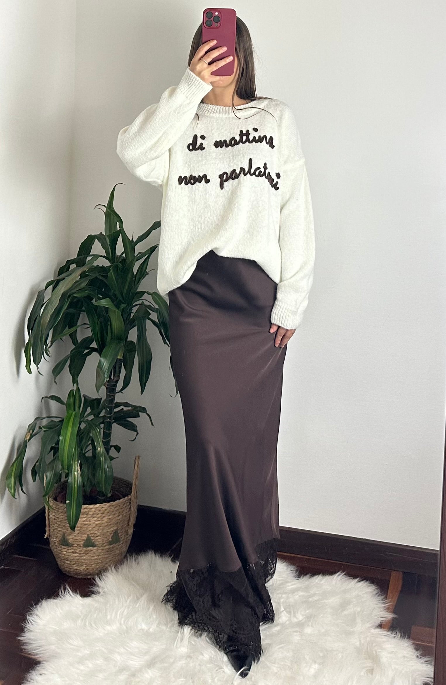 MAGLIONE “di mattina non parlatemi“ misto LANA BIANCO