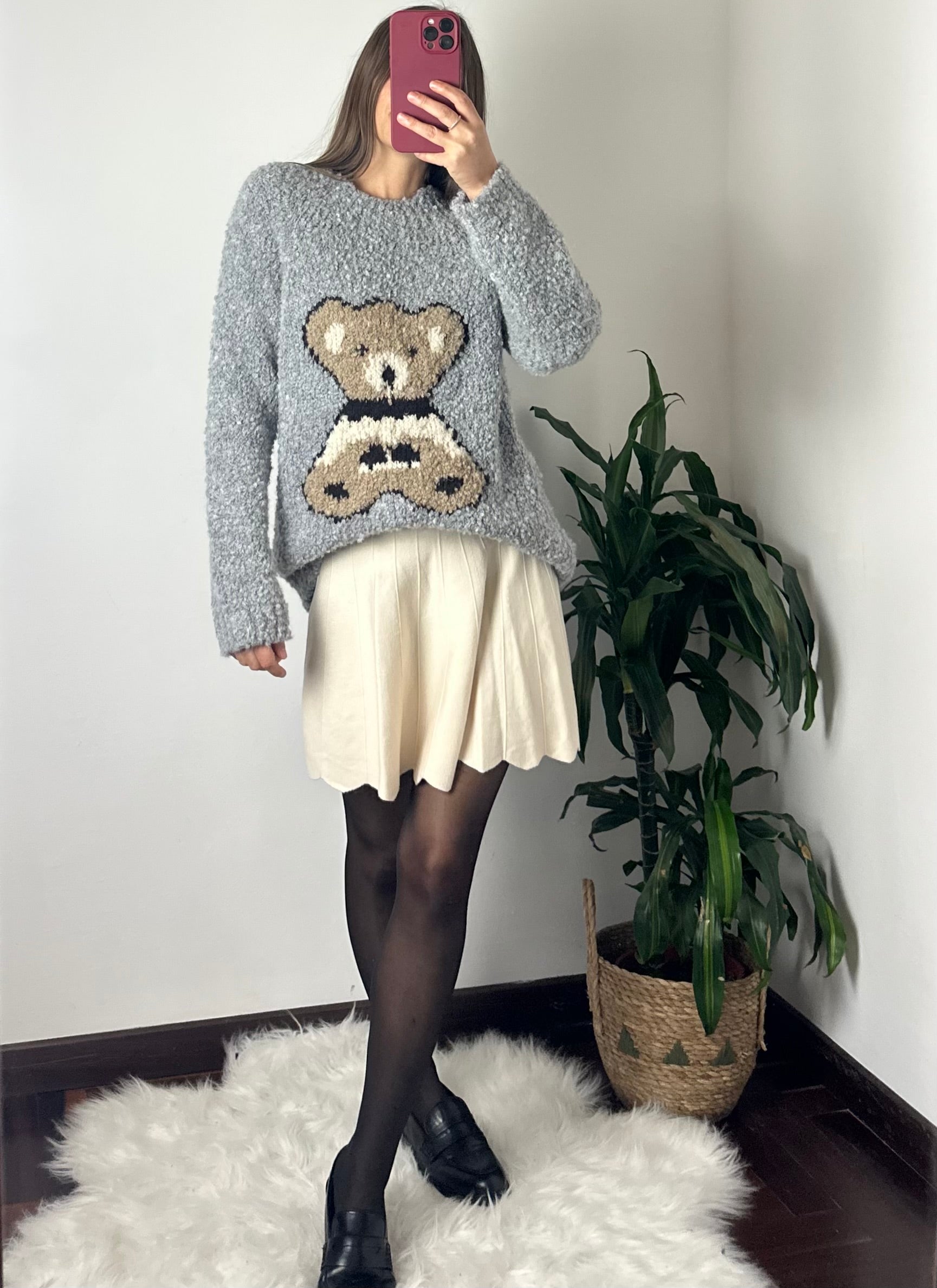 MAGLIONE BOUCLÈ TEDDY GRIGIO
