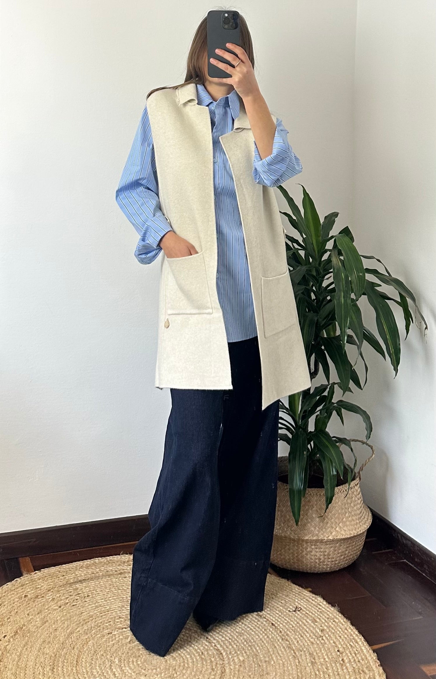 GILET in MAGLIA CON TASCHE PANNA