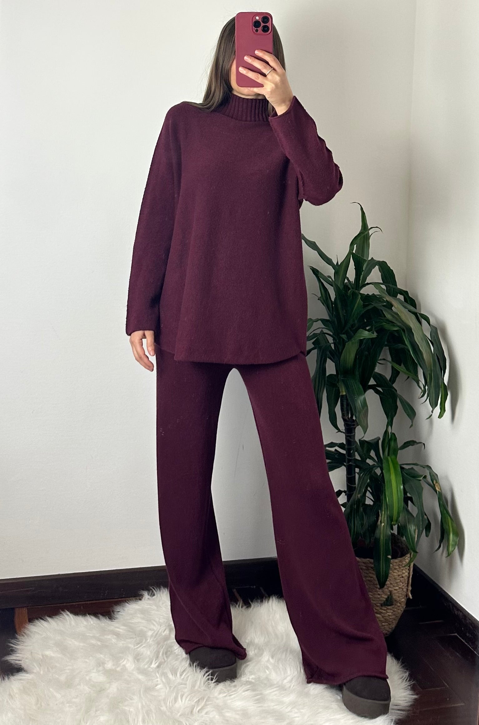 COORDINATO COLLO ALTO VISCOSA BORGOGNA