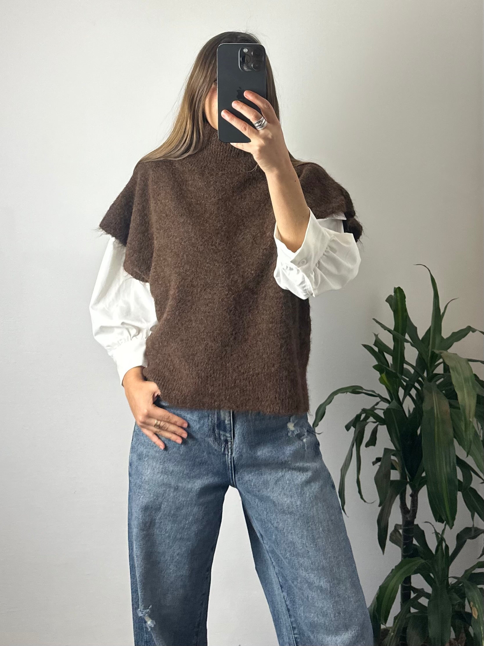 MAGLIONE MEZZA MANICA misto MOHAIR COLLO ALTO