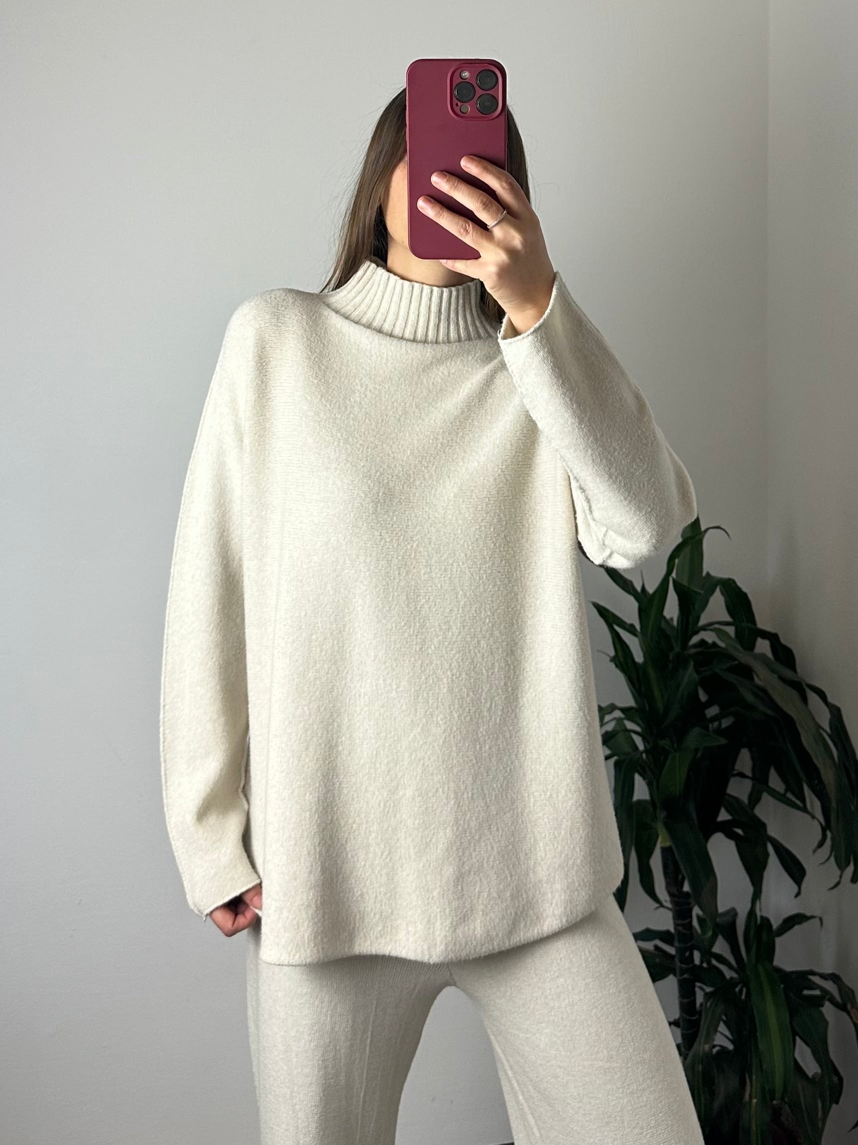 COORDINATO COLLO ALTO VISCOSA PANNA