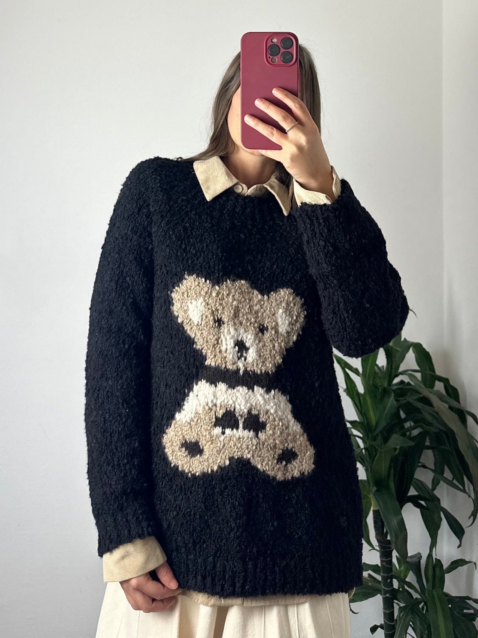 MAGLIONE BOUCLÈ TEDDY NERO