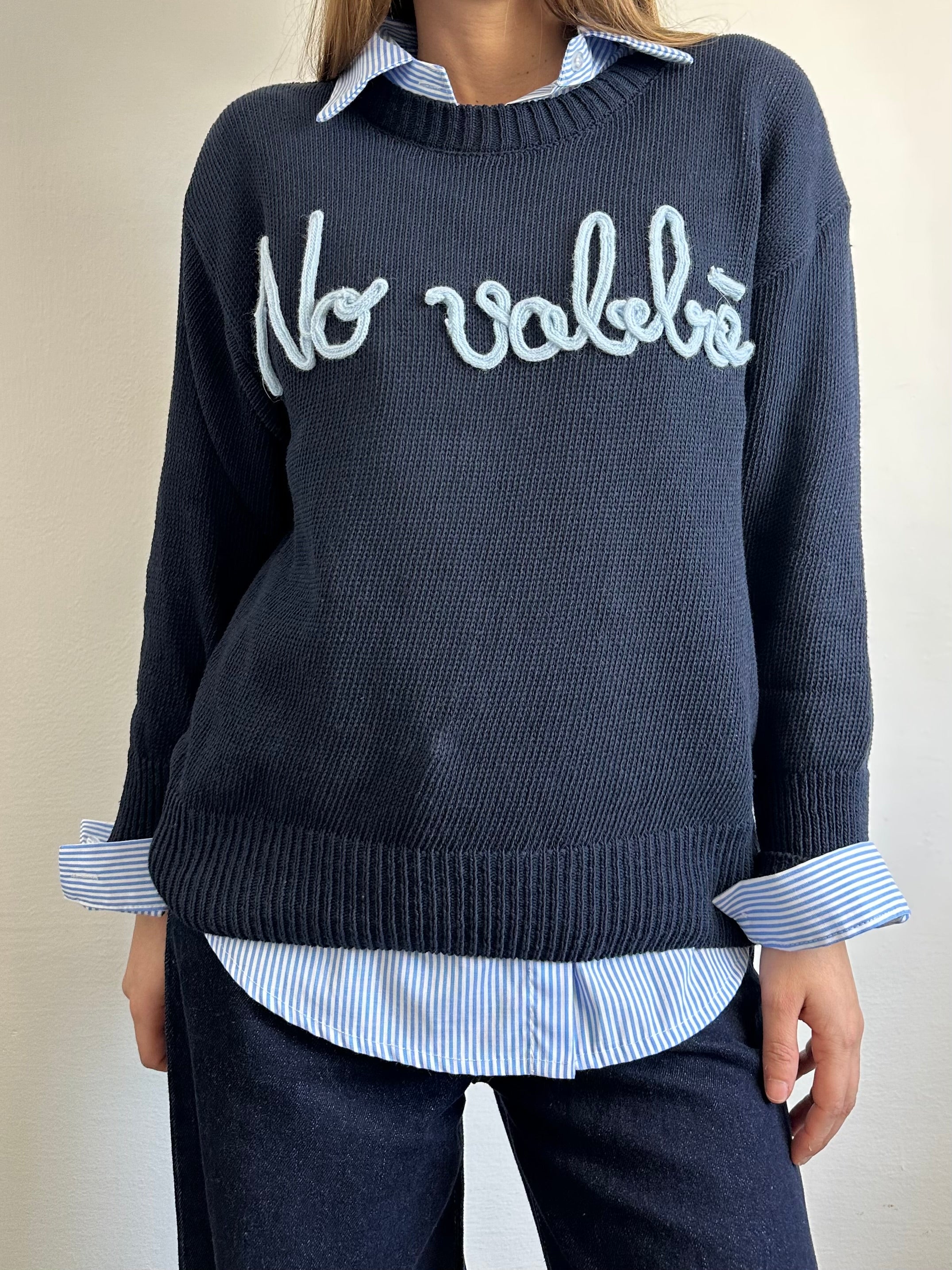 PULLOVER “No vabbè” 100% cotone BLU