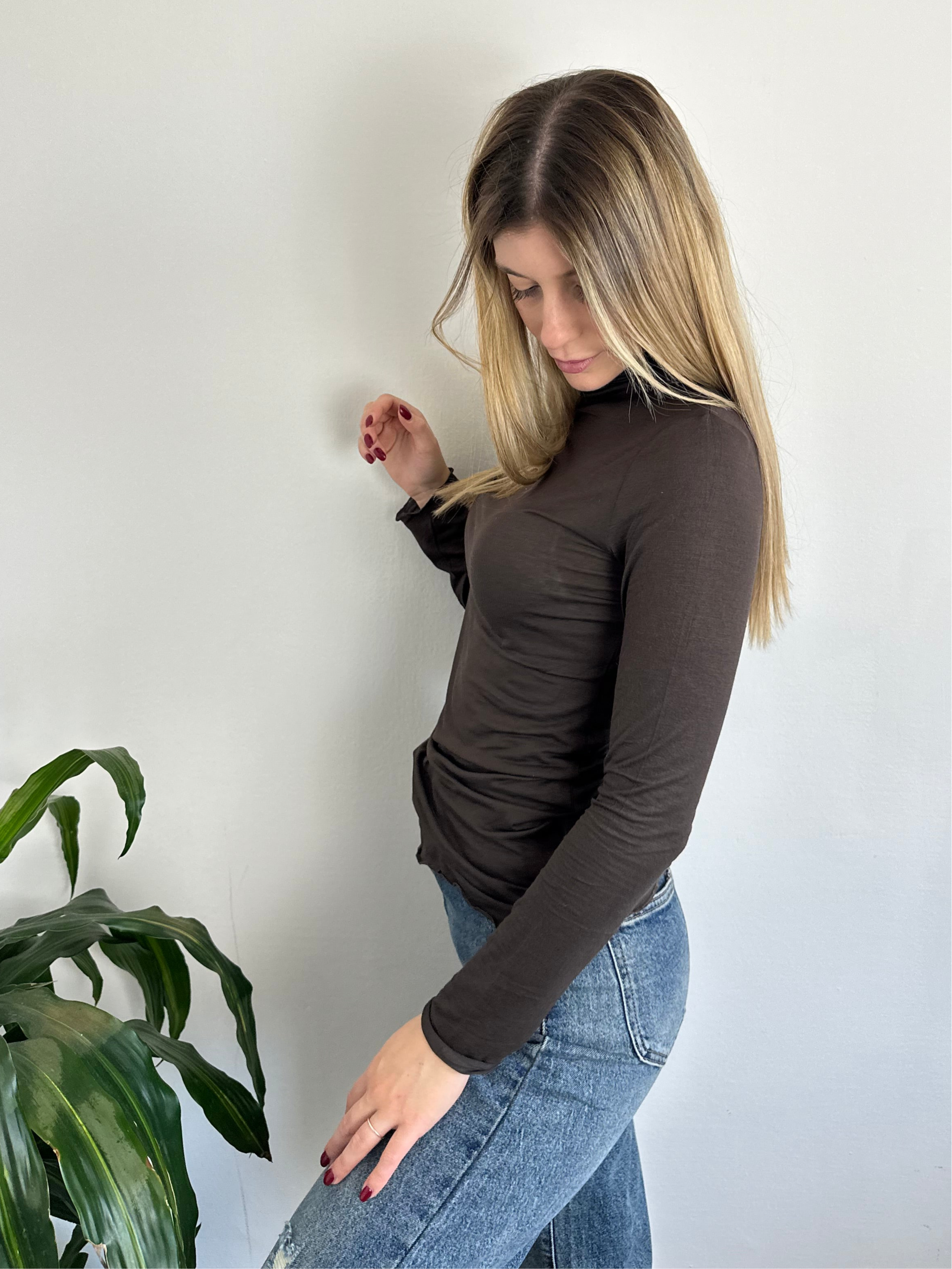 MAGLIA CASHMERE DOLCEVITA MARRONE