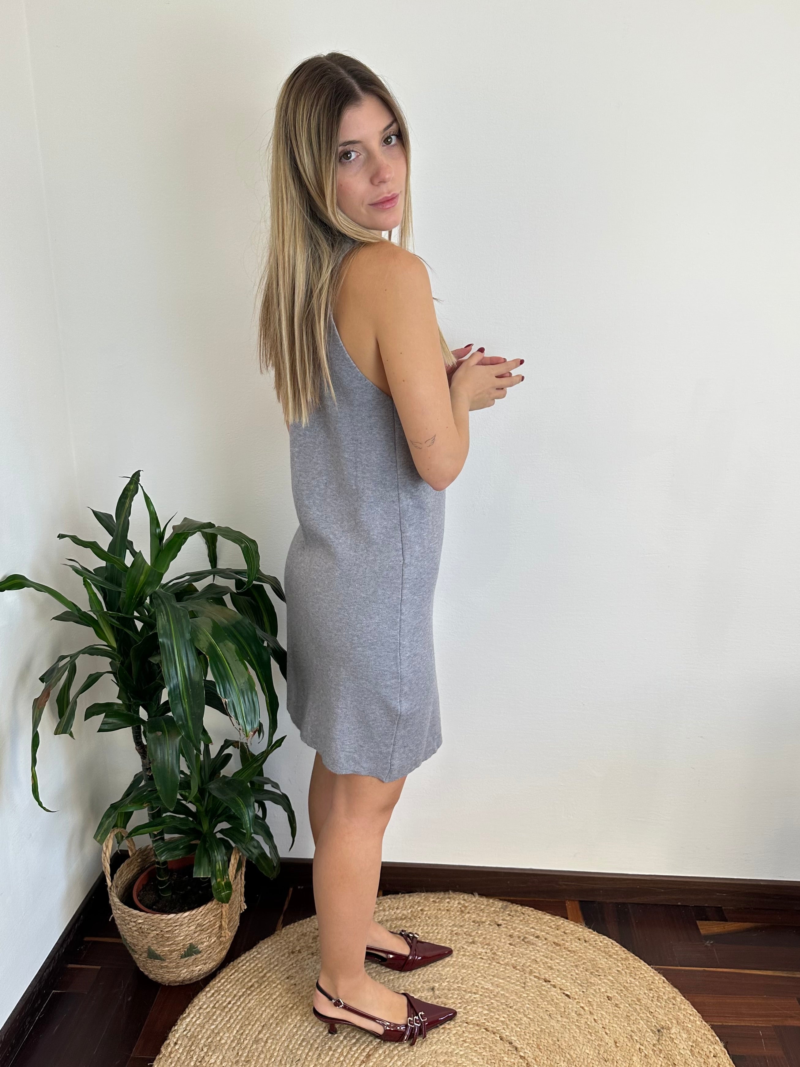 ABITO MAGLIA SMANICATO GIOIELLO GRIGIO