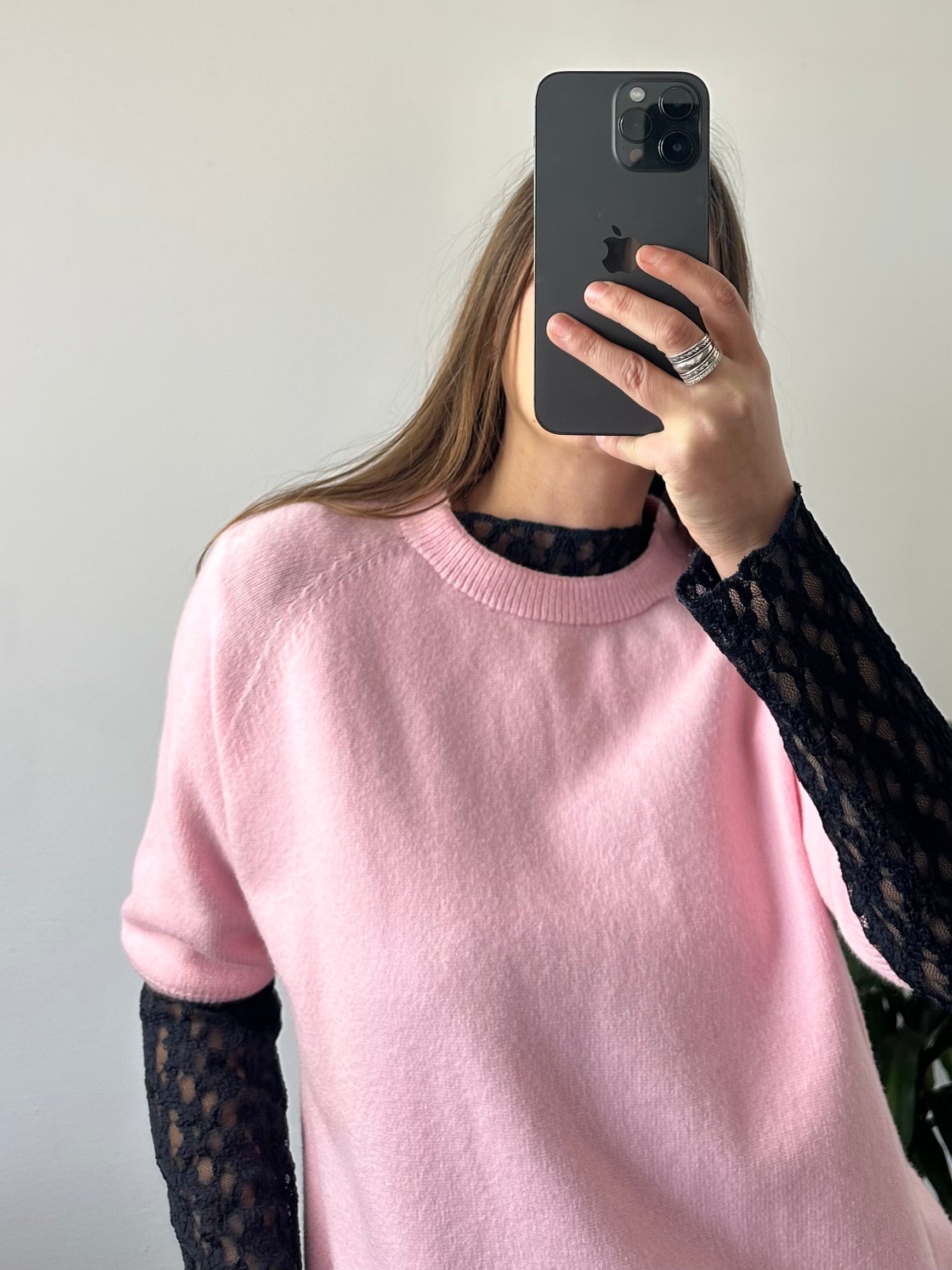 PULLOVER MANICA 3/4 in MORBIDA VISCOSA ROSA