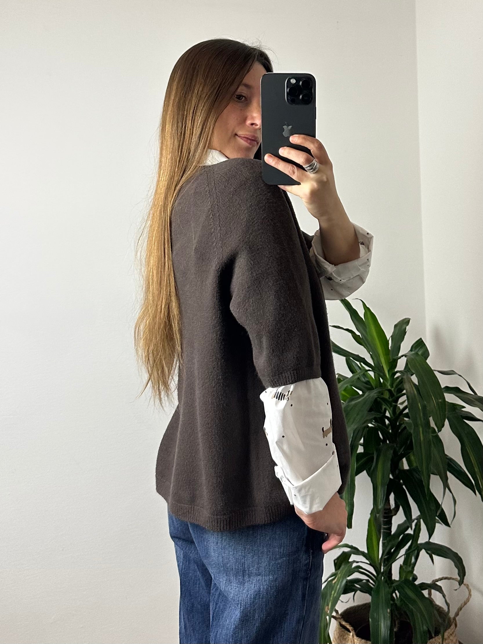 PULLOVER MANICA 3/4 in MORBIDA VISCOSA MARRONE