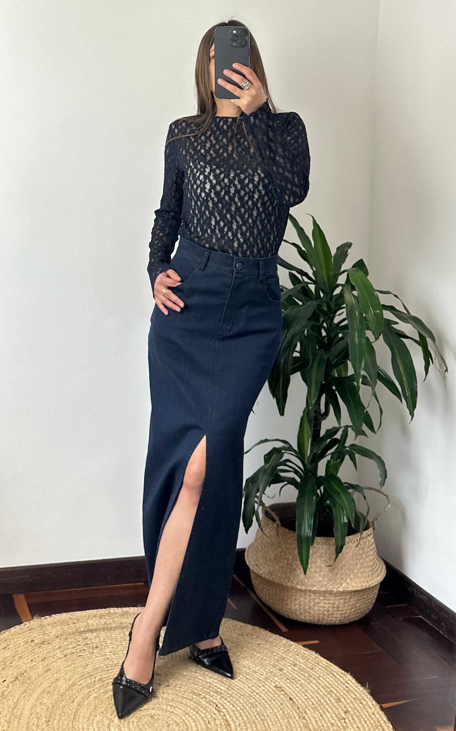 MAGLIA ELASTICIZZATA PIZZO BLU NOTTE