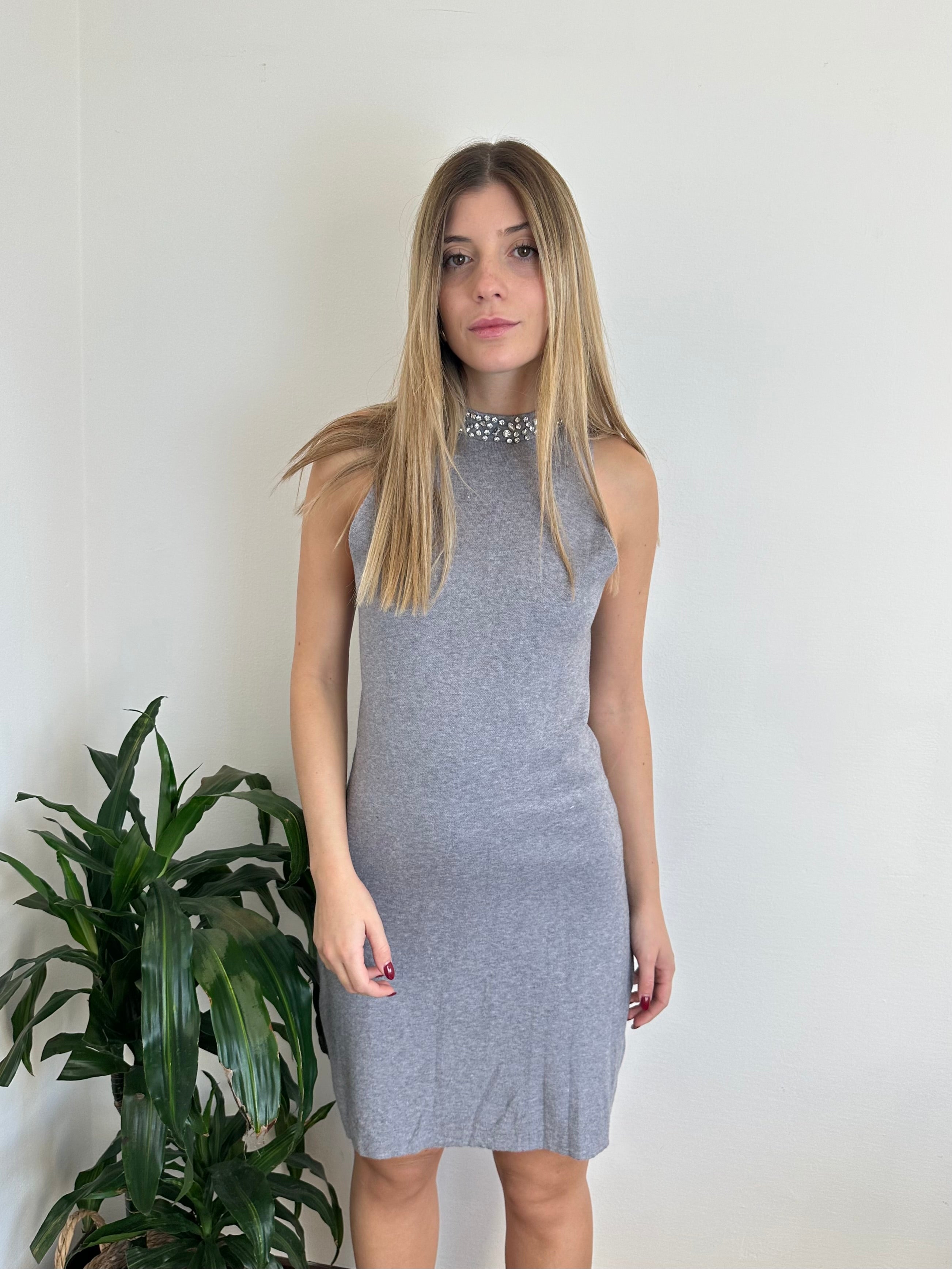 ABITO MAGLIA SMANICATO GIOIELLO GRIGIO