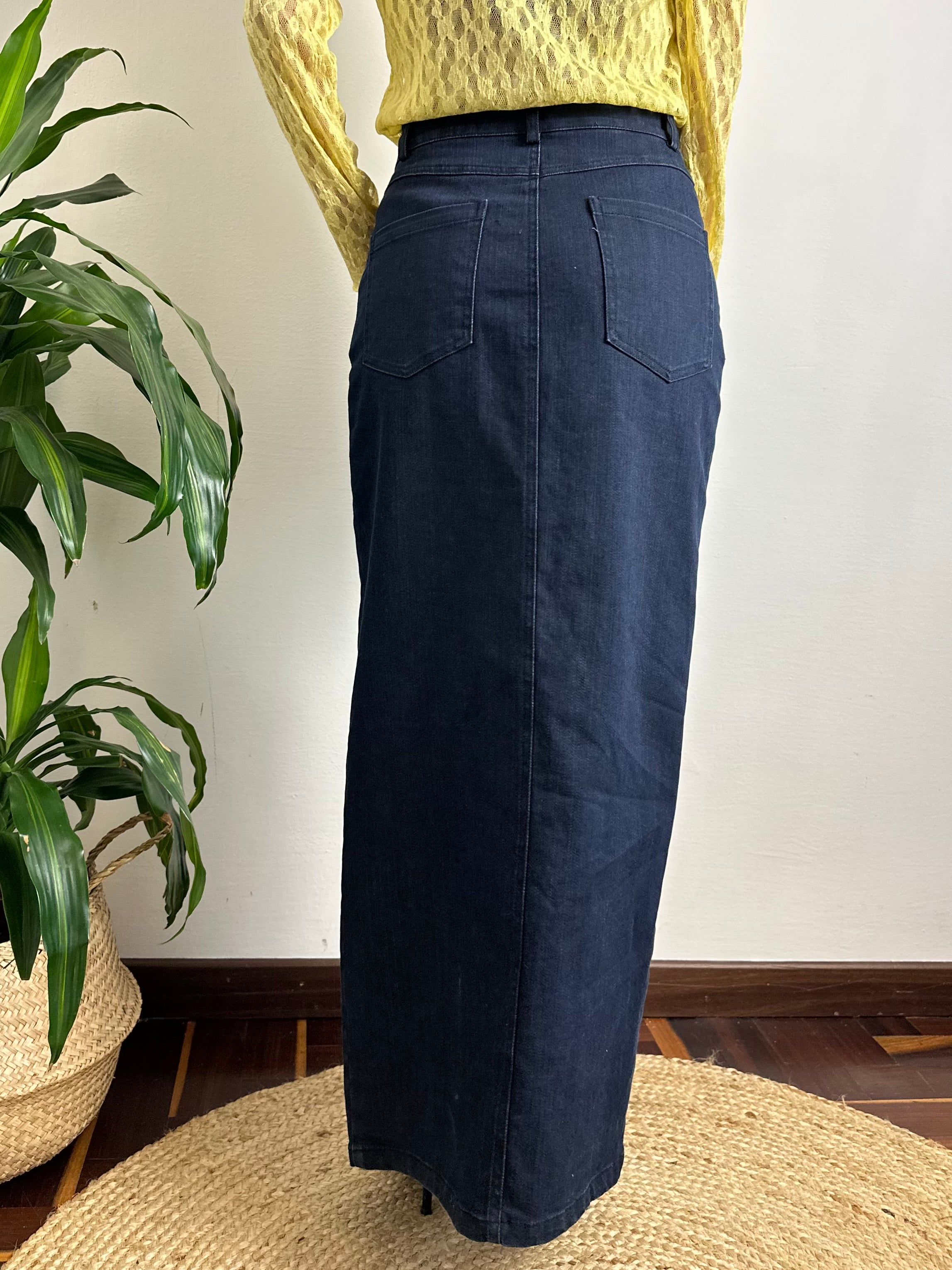 LONGUETTE DENIM in COTONE CON SPACCO