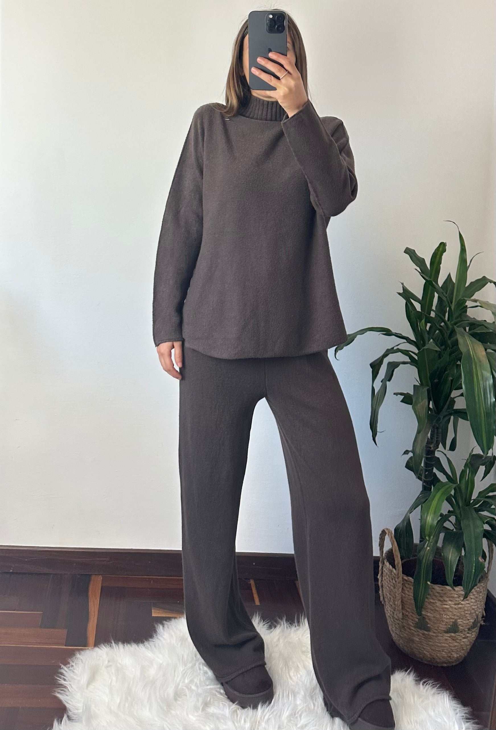 COORDINATO COLLO ALTO VISCOSA MARRONE