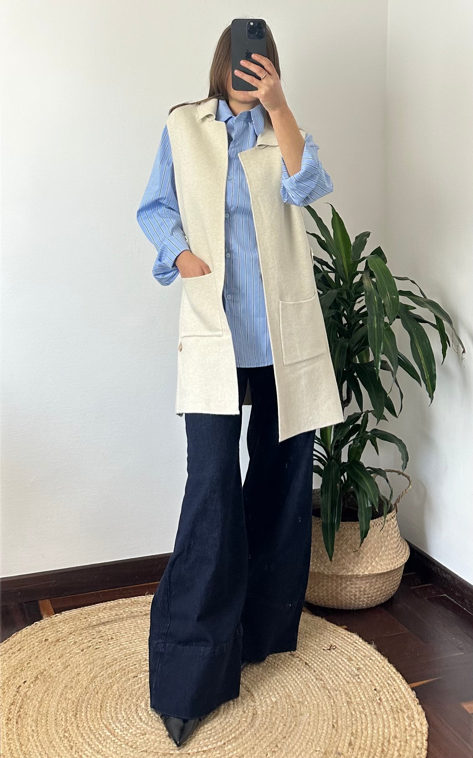 GILET in MAGLIA CON TASCHE PANNA