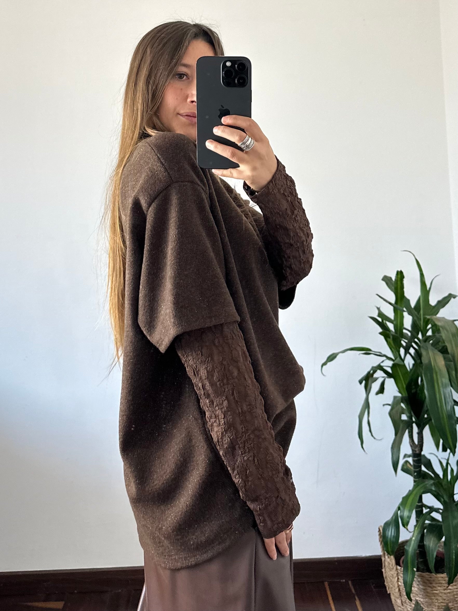 MAGLIA T-SHIRT PIZZO CIOCCOLATO