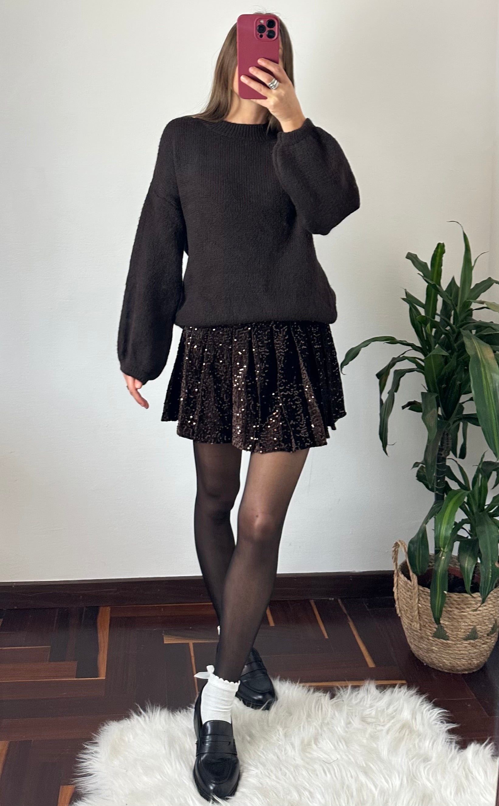 MAGLIONE misto LANA-ALPACA MARRONE