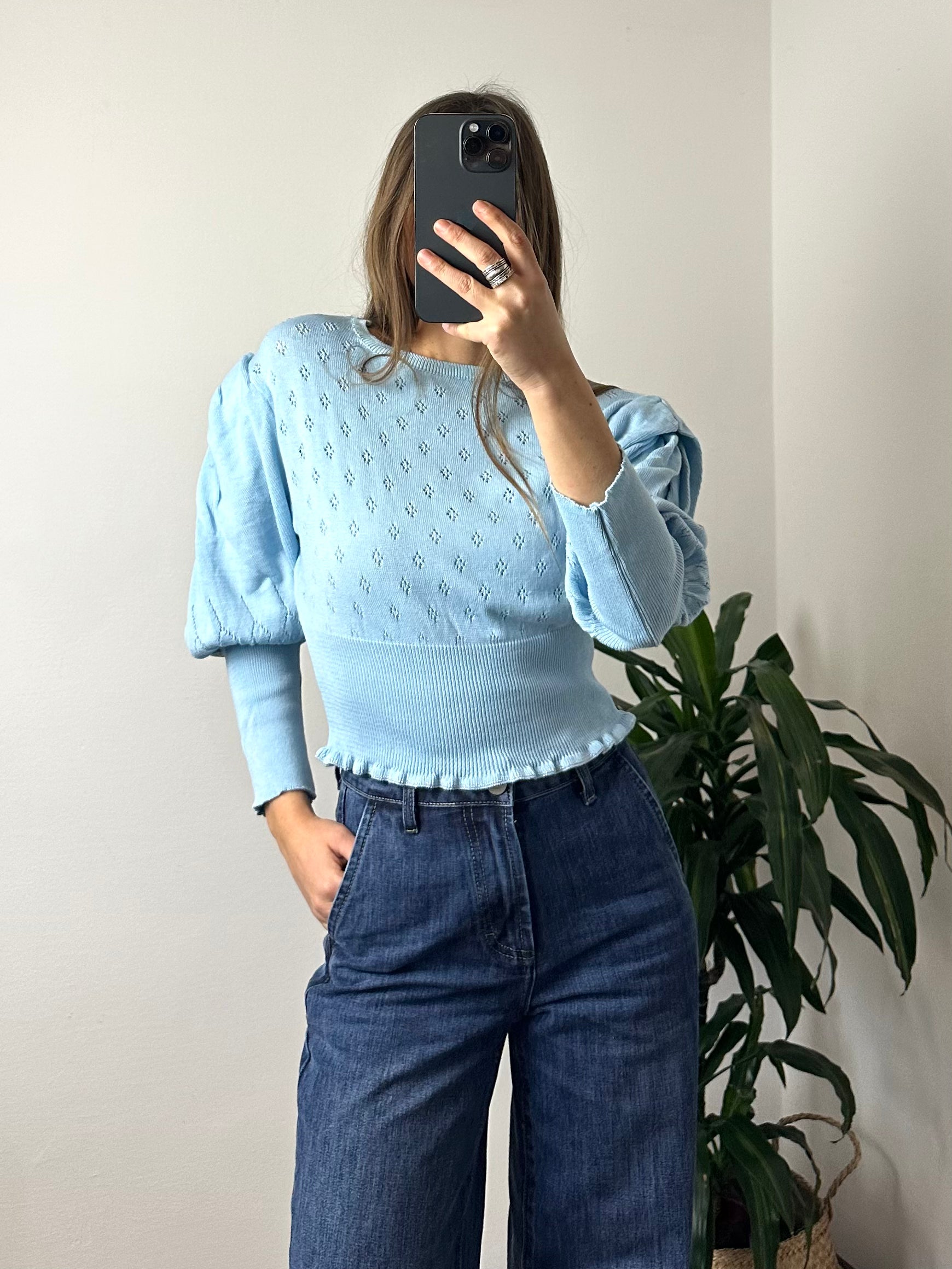 CROP FRANCESE AZZURRO