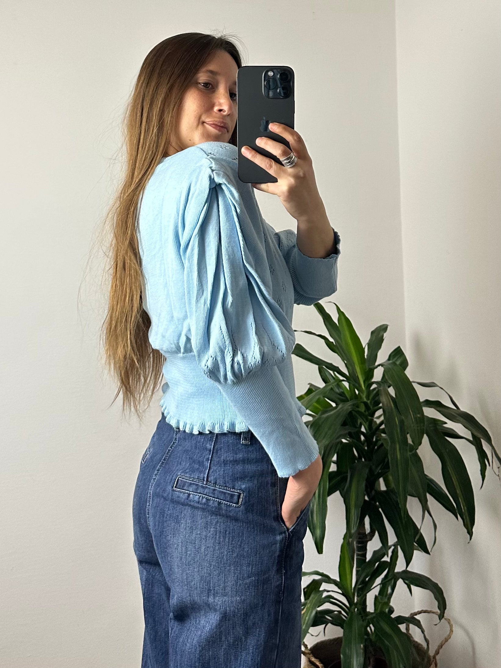 CROP FRANCESE AZZURRO