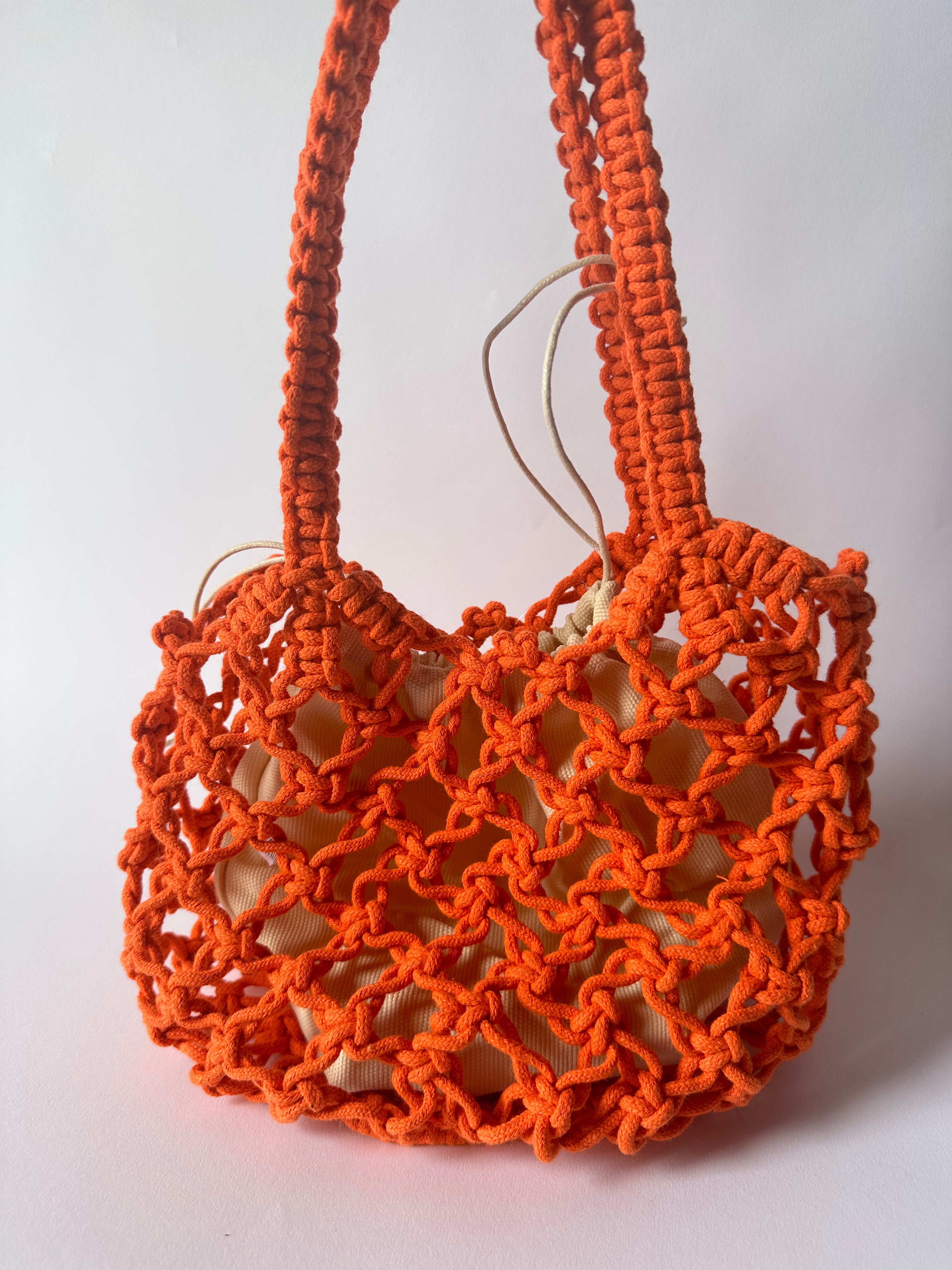 BORSA SECCHIELLO MACRAMÈ ARANCIO