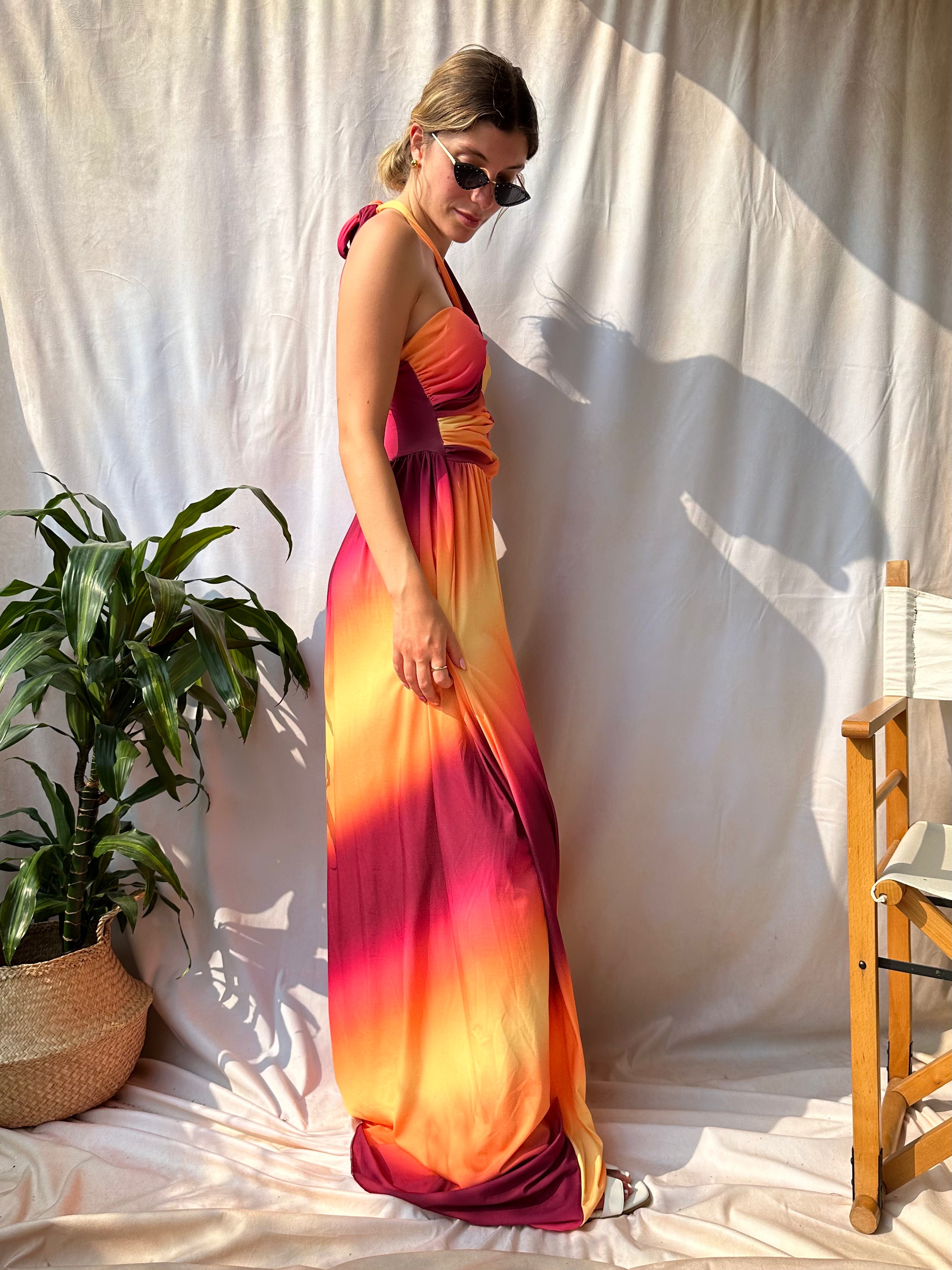ABITO SUNSET BORDEAUX-ARANCIO