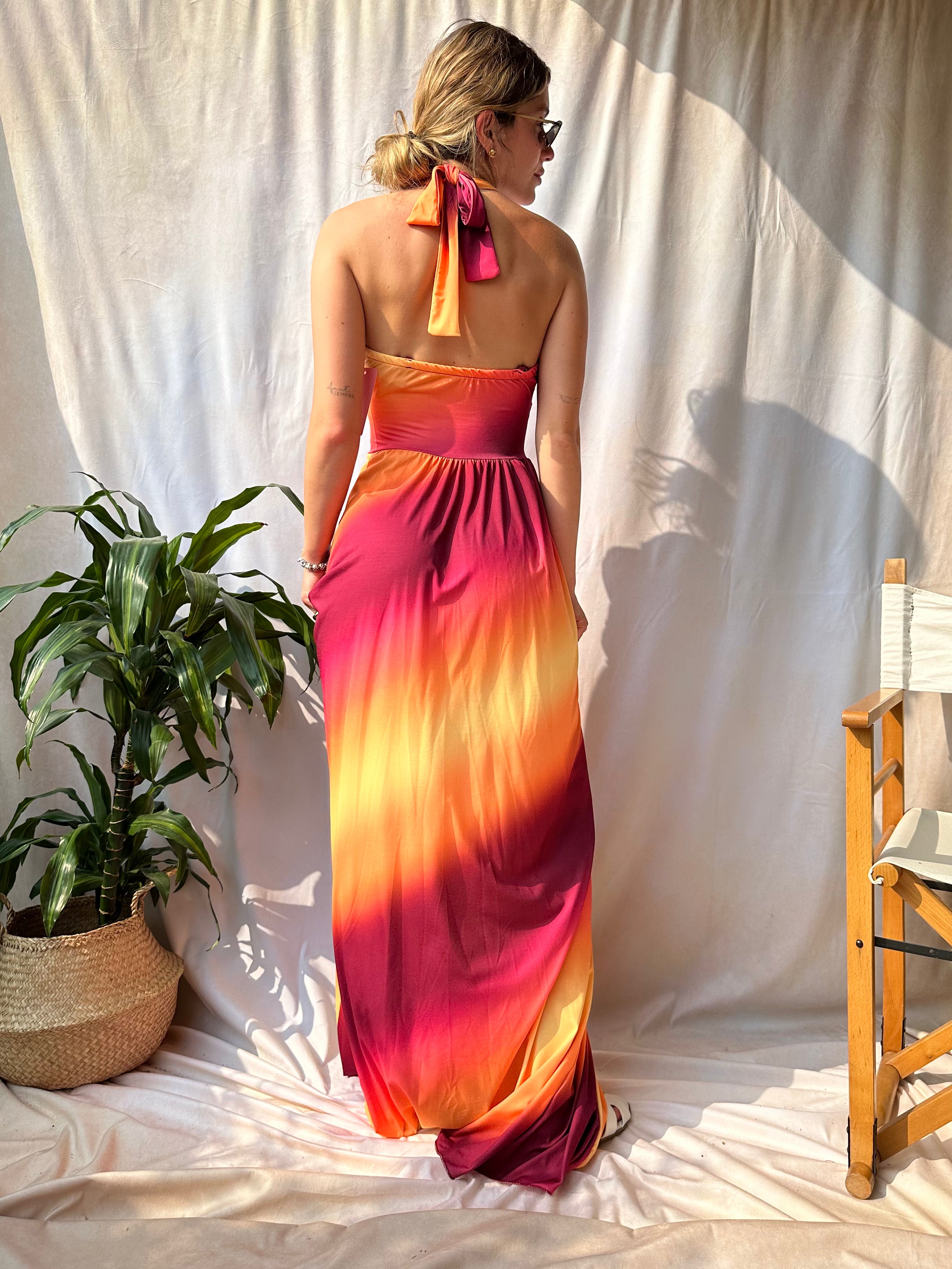 ABITO SUNSET BORDEAUX-ARANCIO