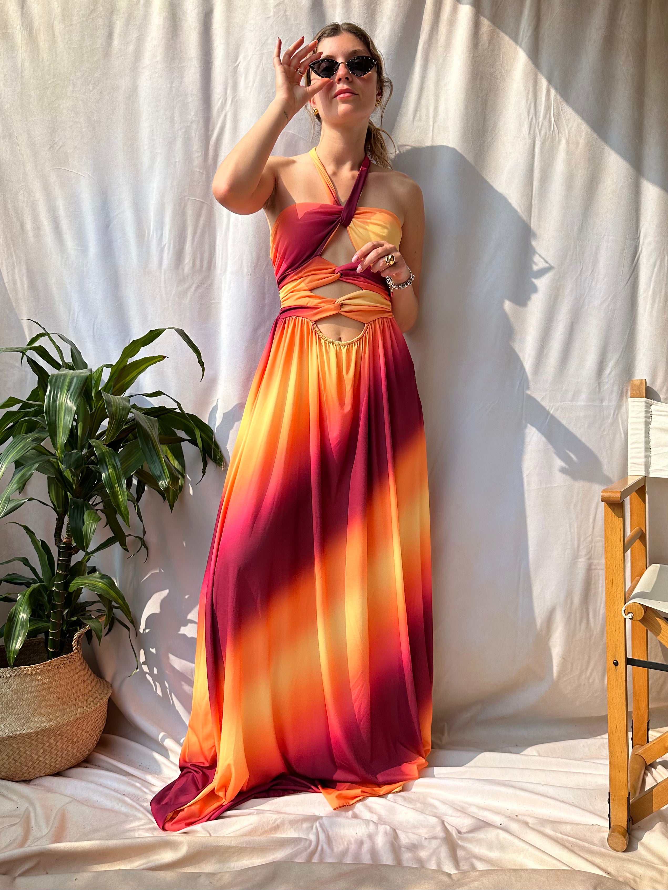 ABITO SUNSET BORDEAUX-ARANCIO