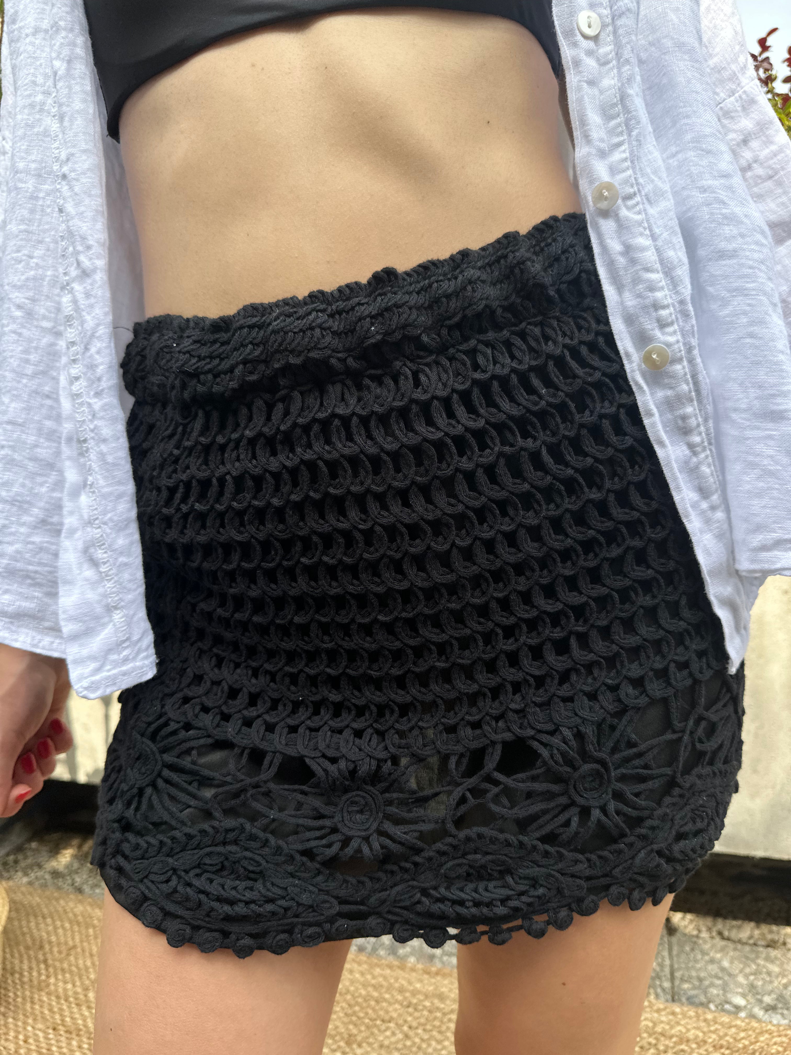 MINIGONNA CROCHET NERA