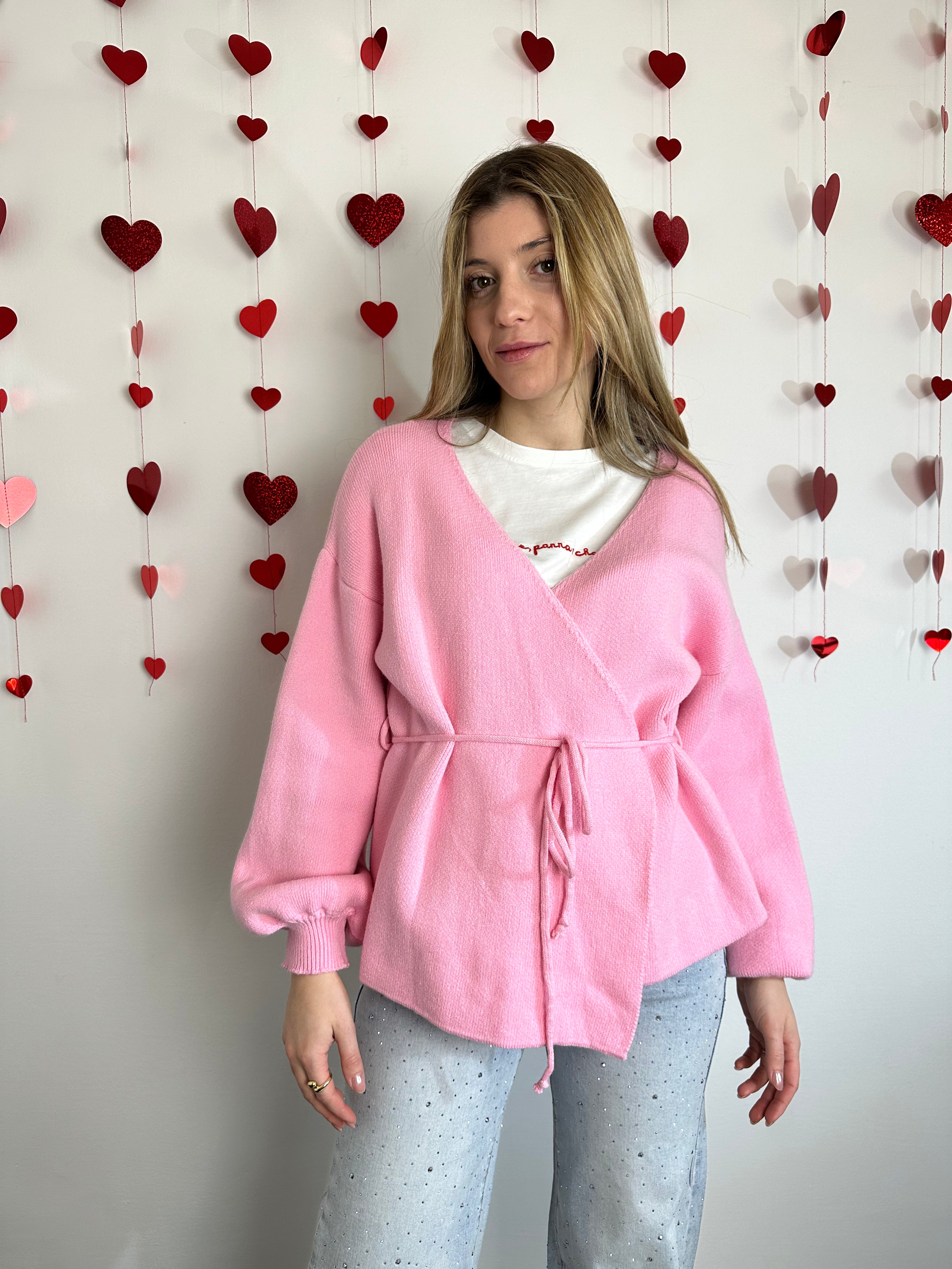 MAGLIONE INCROCIATO ROSA