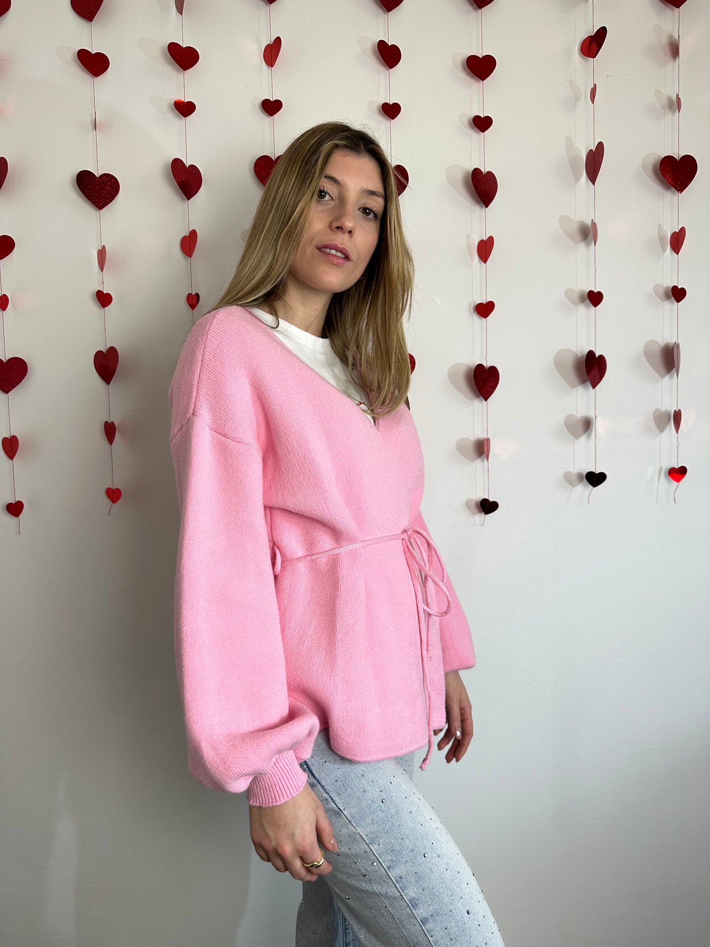 MAGLIONE INCROCIATO ROSA