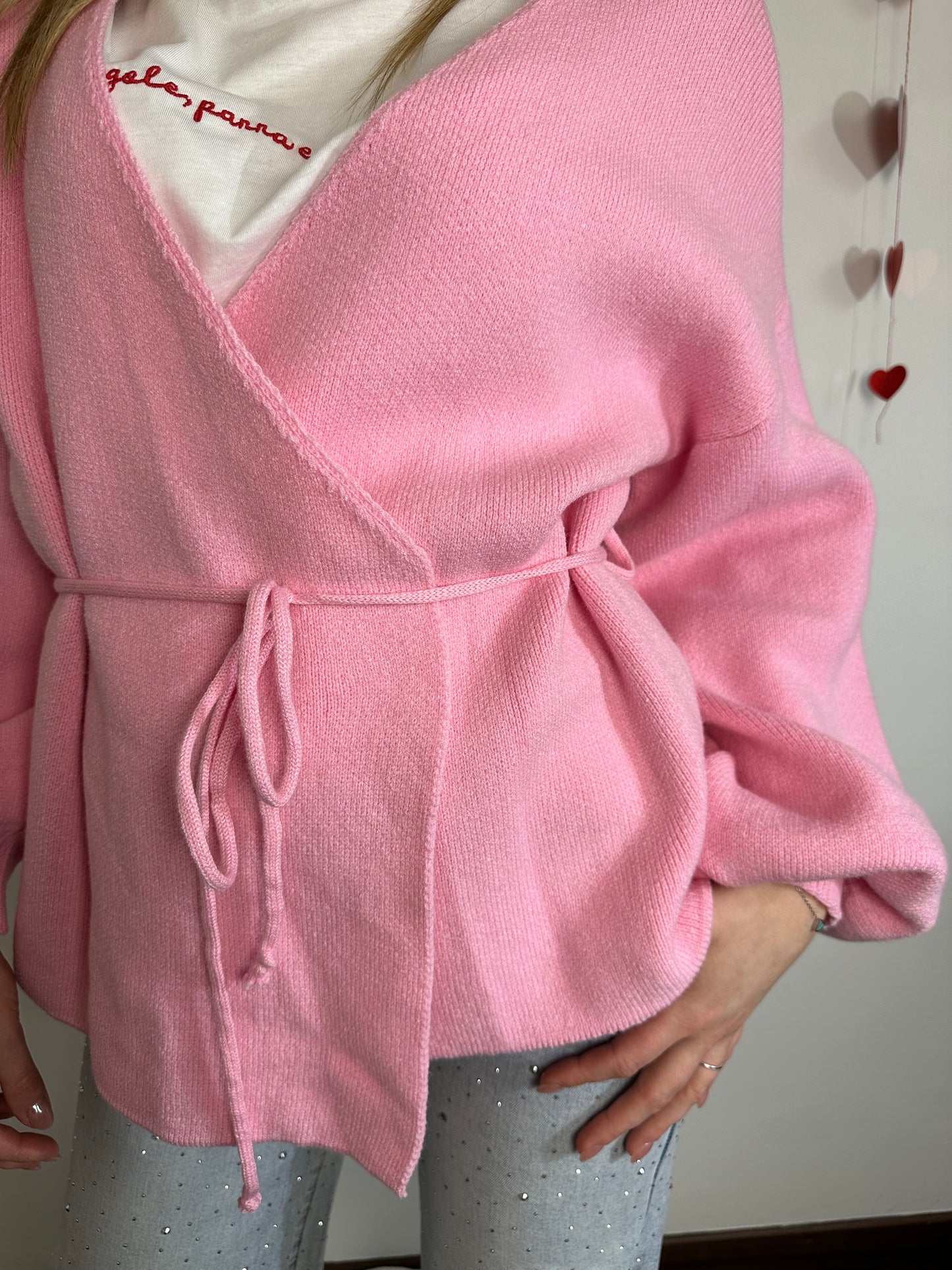 MAGLIONE INCROCIATO ROSA