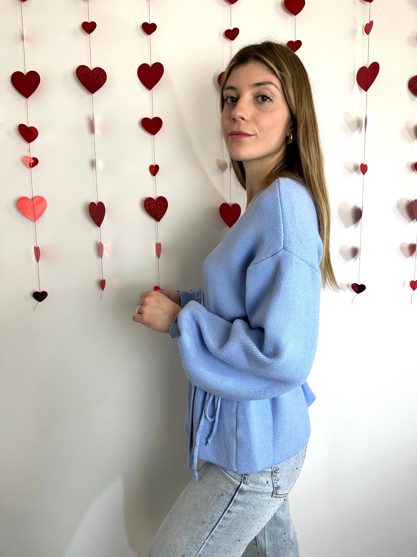 MAGLIONE INCROCIATO AZZURRO