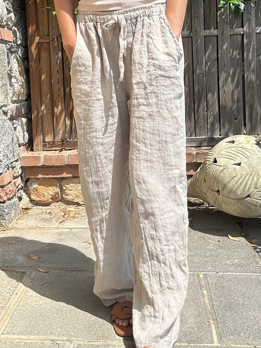 PANTALONI LINO BEIGE