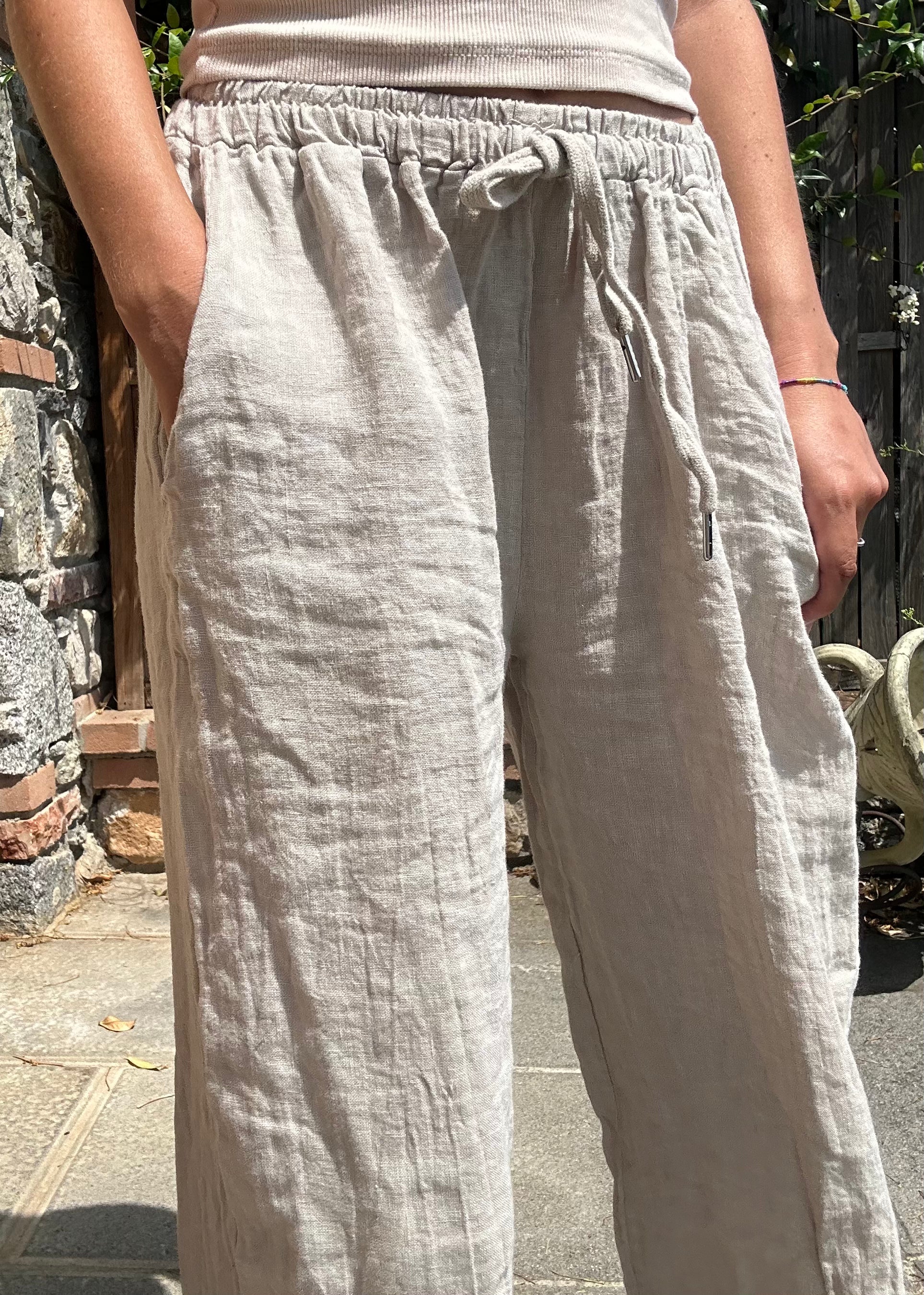 PANTALONI LINO BEIGE