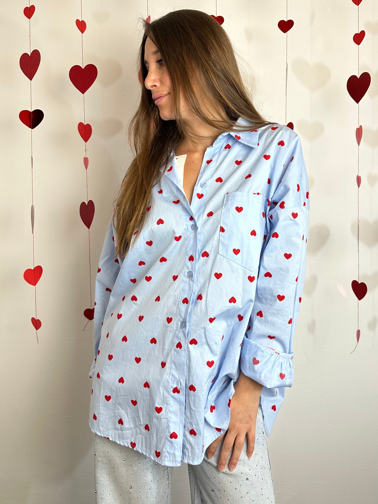 CAMICIA CUORI AZZURRA