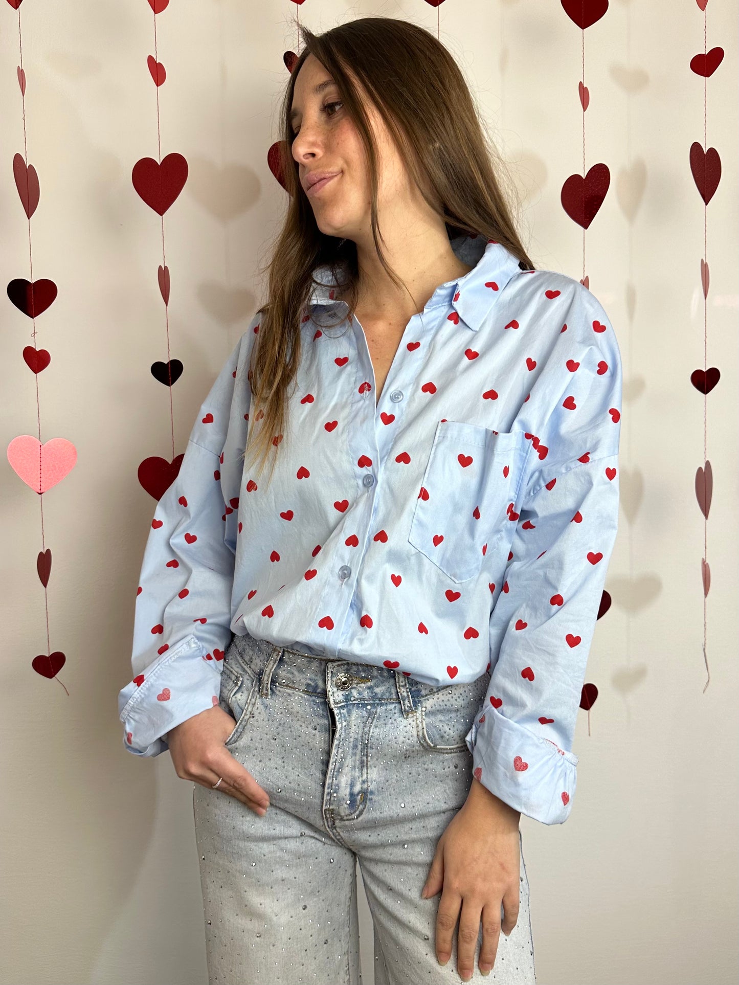 CAMICIA CUORI AZZURRA