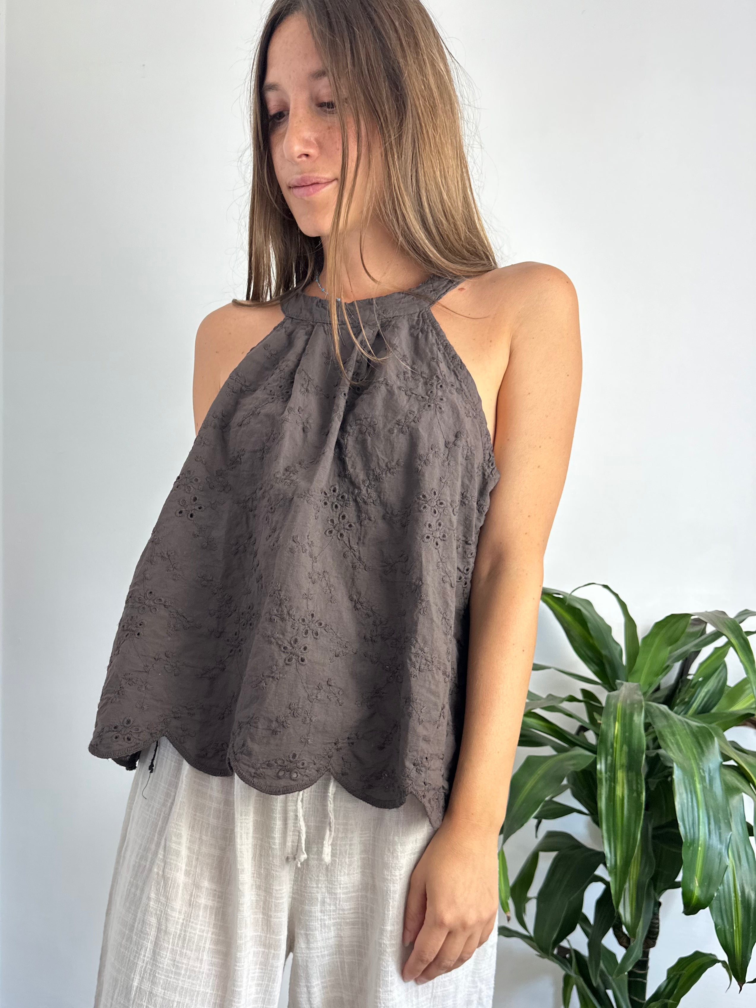 TOP 100% COTONE MARRONE