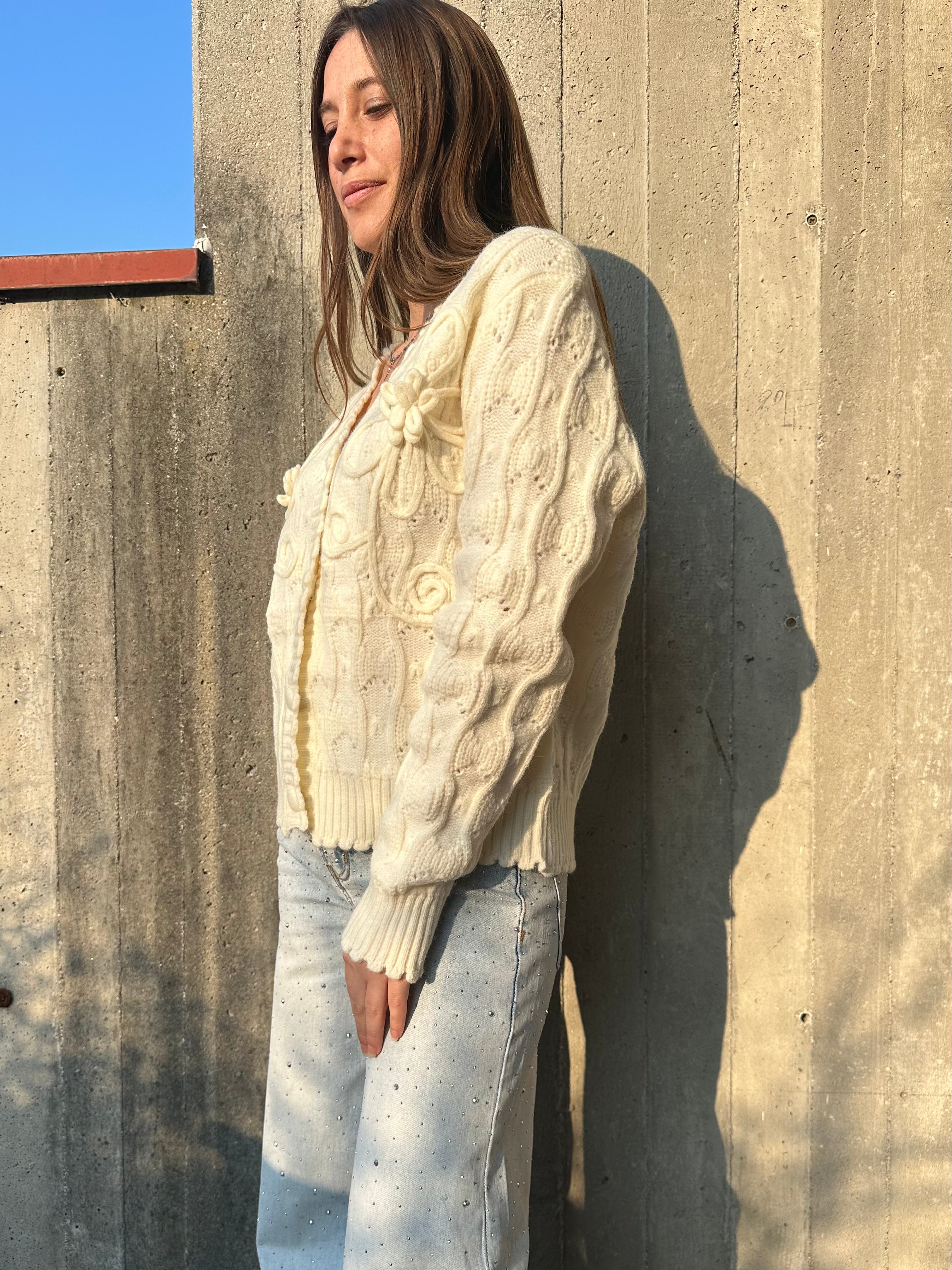 CARDIGAN RICAMATO PANNA