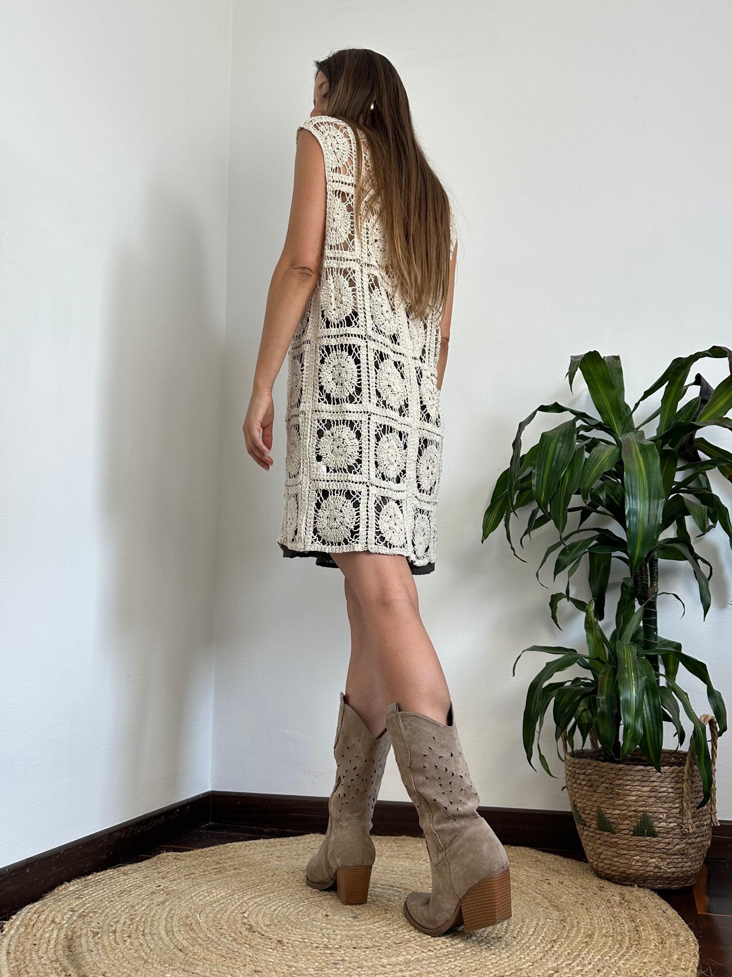 GILET CROCHET 100% COTONE CORTO