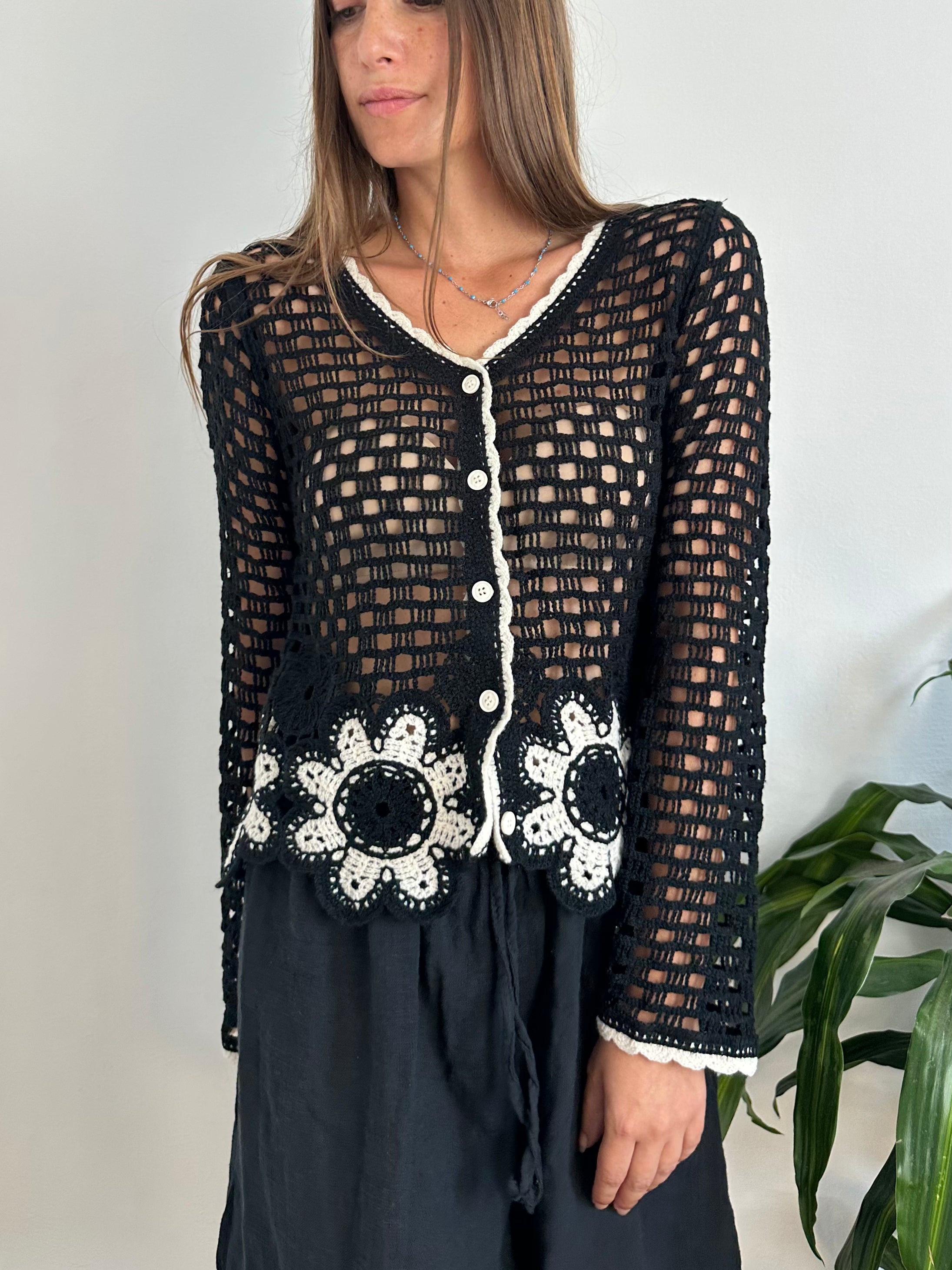 CARDIGAN CROCHET 100% COTONE
