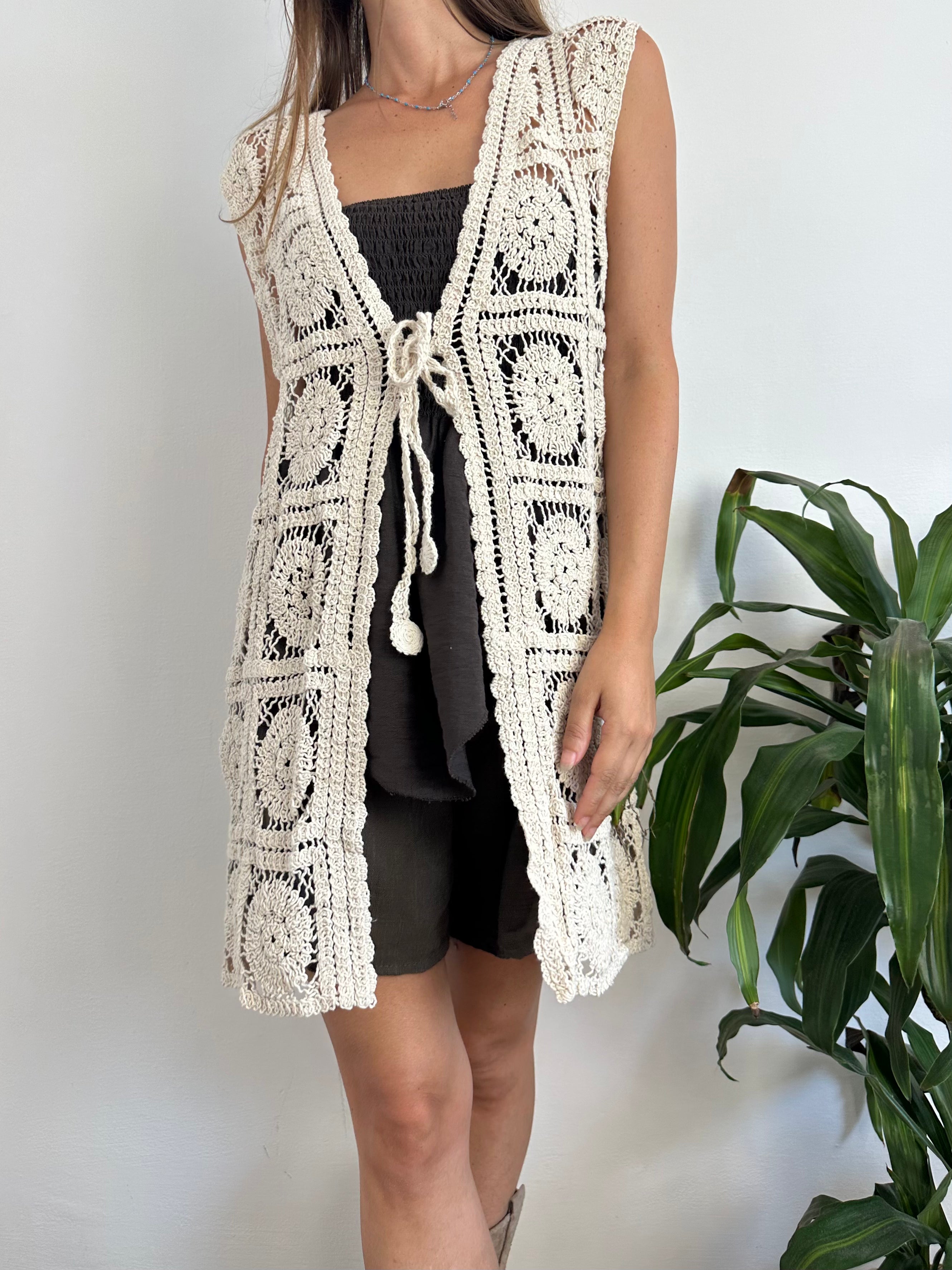 GILET CROCHET 100% COTONE CORTO